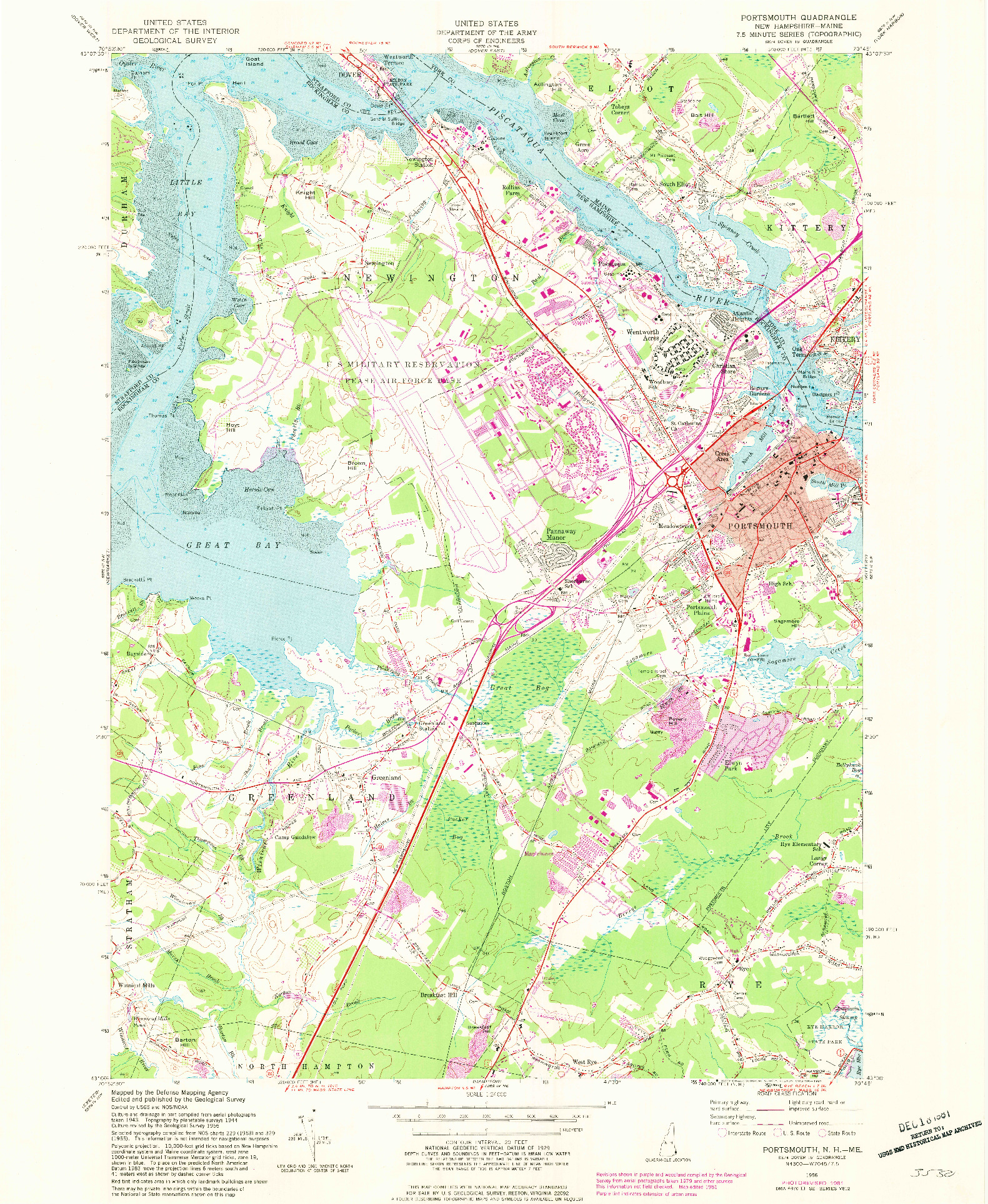 USGS 1:24000-SCALE QUADRANGLE FOR PORTSMOUTH, NH 1956