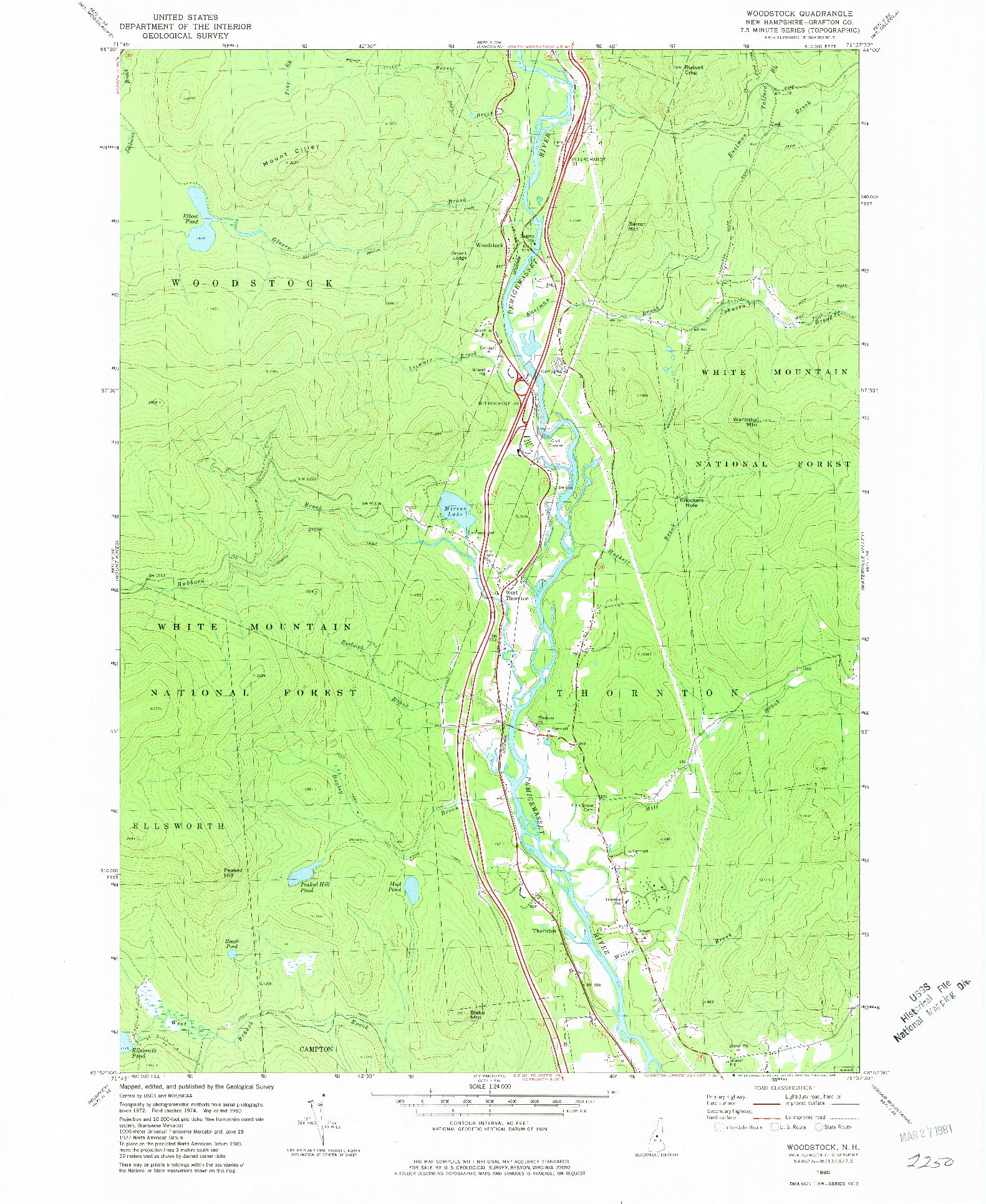 USGS 1:24000-SCALE QUADRANGLE FOR WOODSTOCK, NH 1980