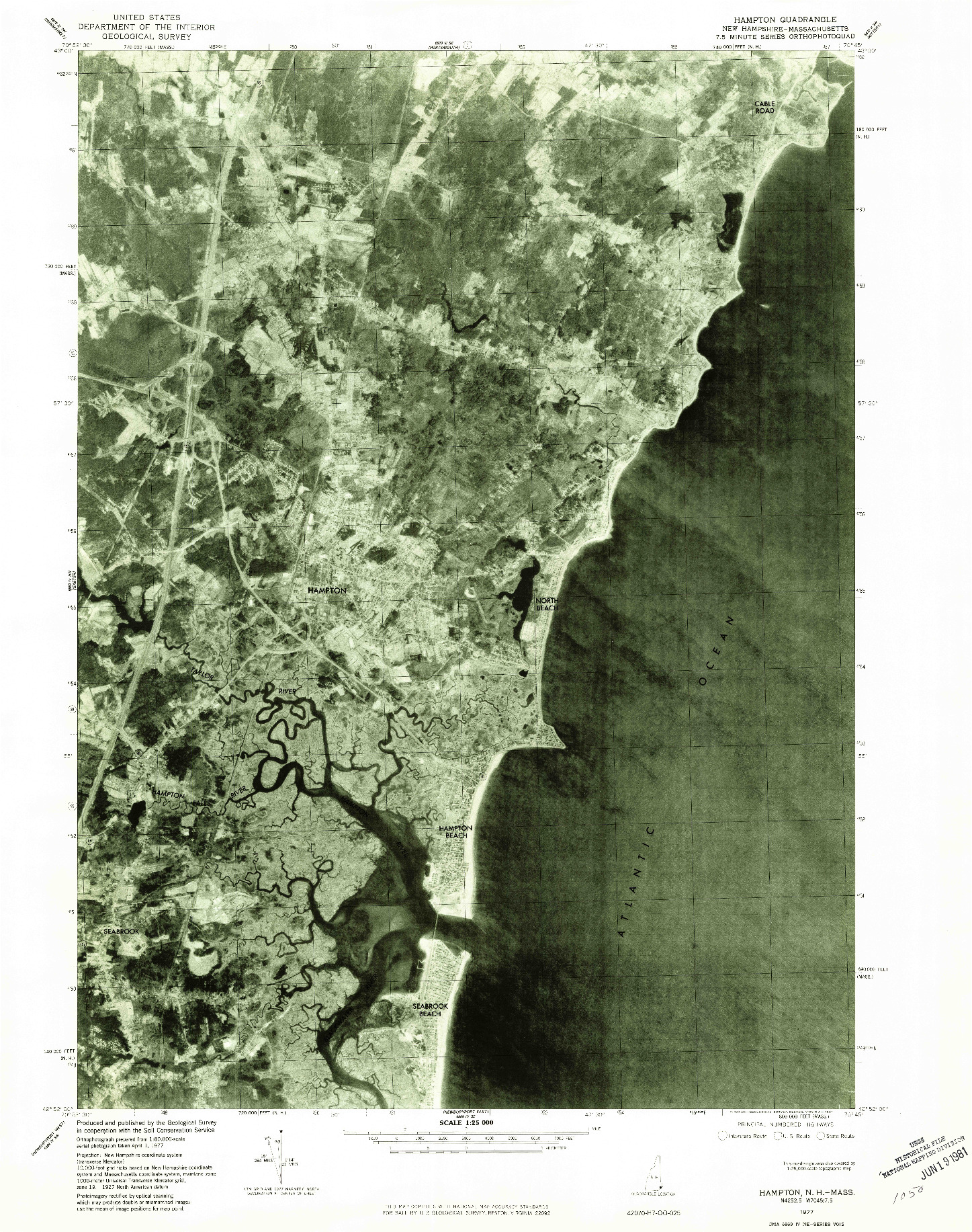 USGS 1:25000-SCALE QUADRANGLE FOR HAMPTON, NH 1977