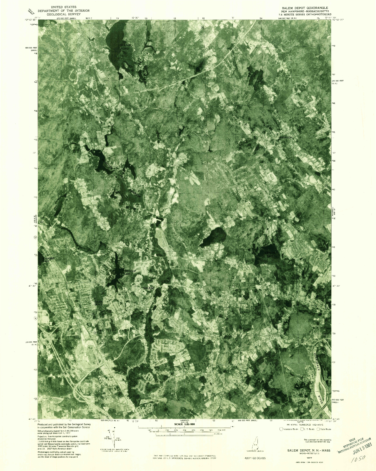 USGS 1:25000-SCALE QUADRANGLE FOR SALEM DEPOT, NH 1977