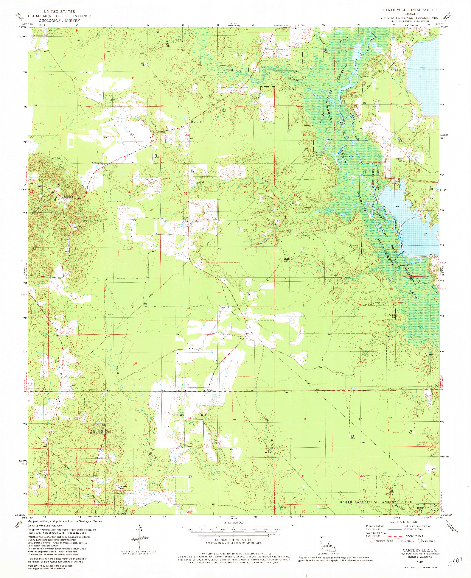 USGS 1:24000-SCALE QUADRANGLE FOR CARTERVILLE, LA 1981
