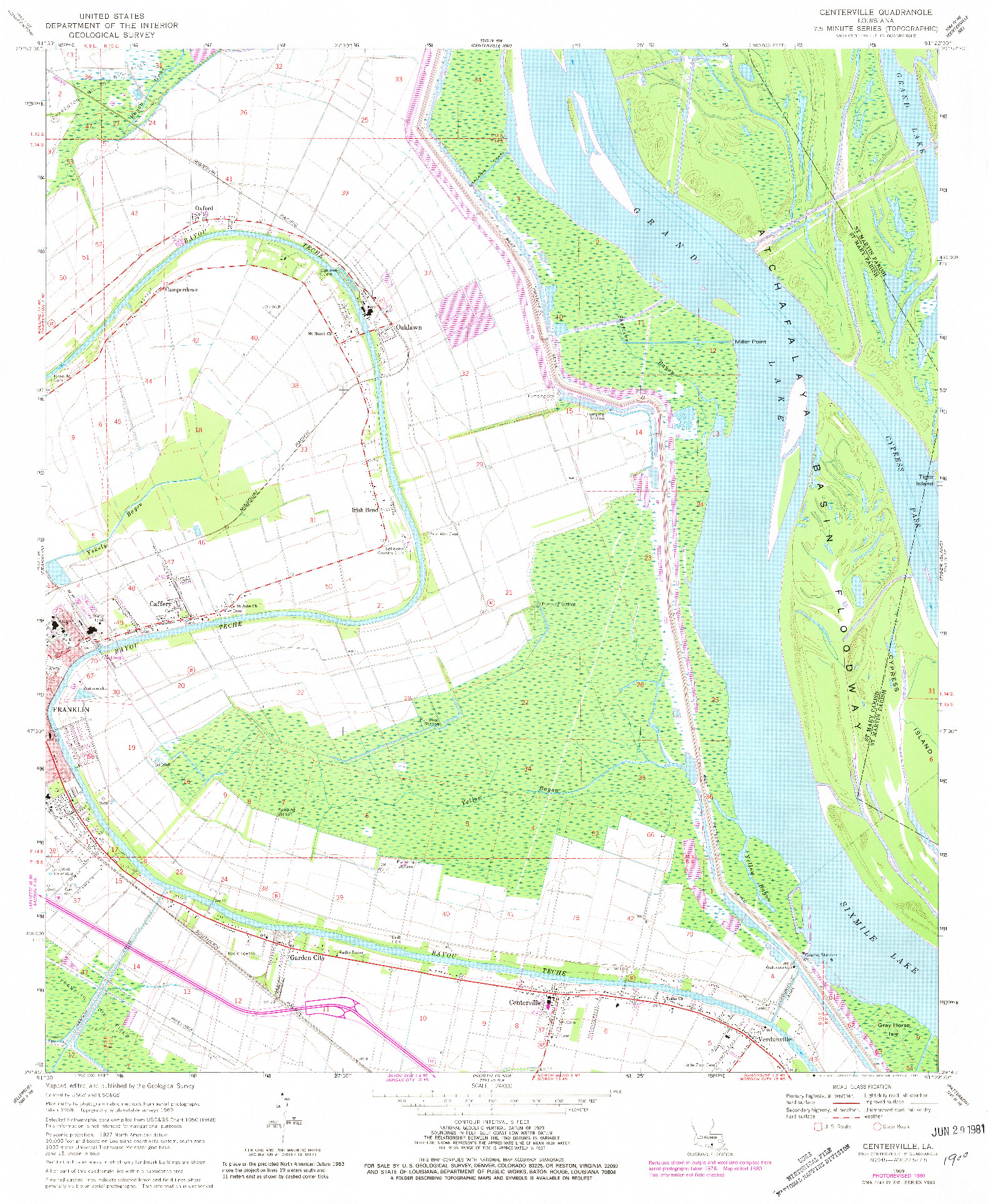 USGS 1:24000-SCALE QUADRANGLE FOR CENTERVILLE, LA 1969