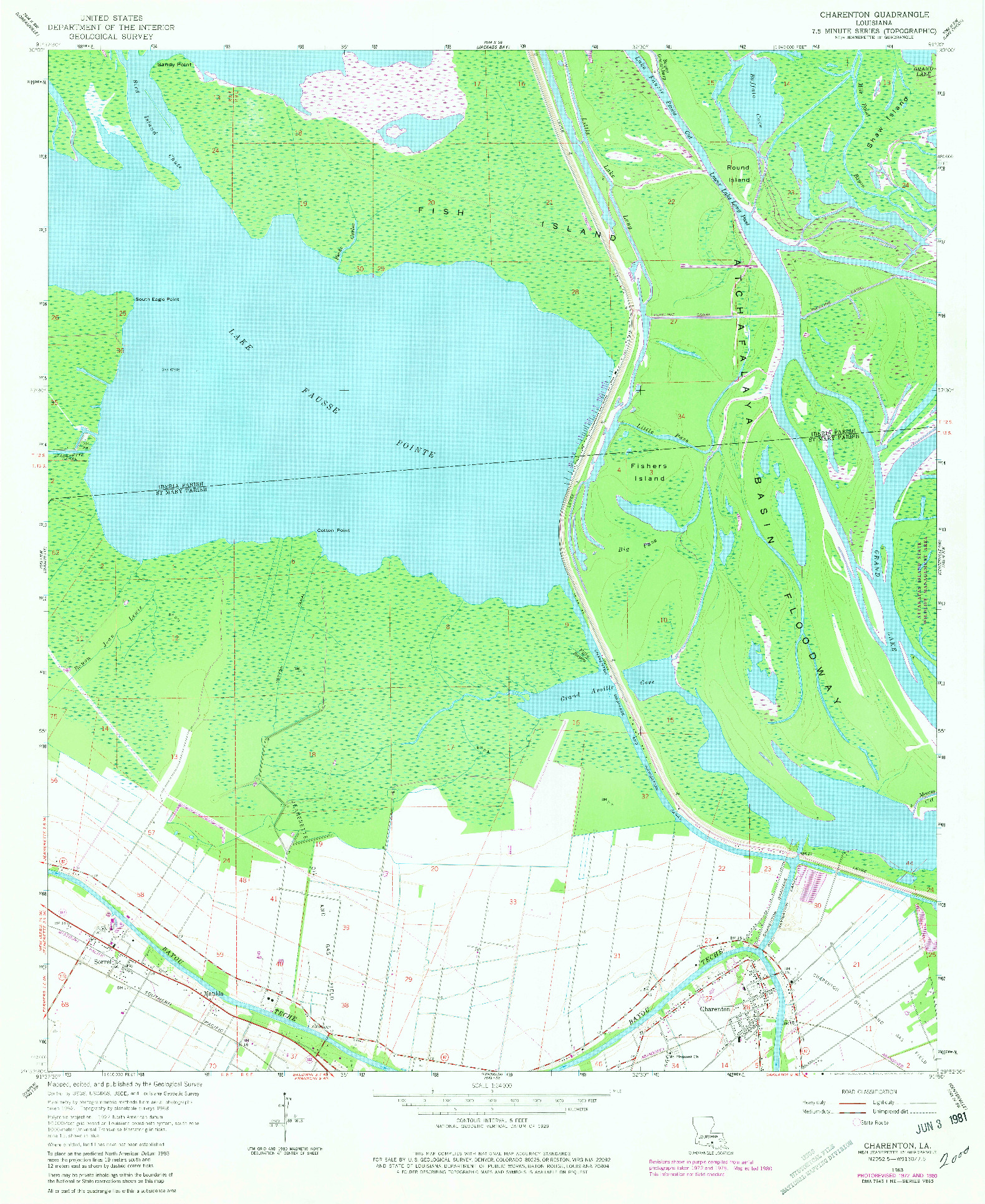 USGS 1:24000-SCALE QUADRANGLE FOR CHARENTON, LA 1963