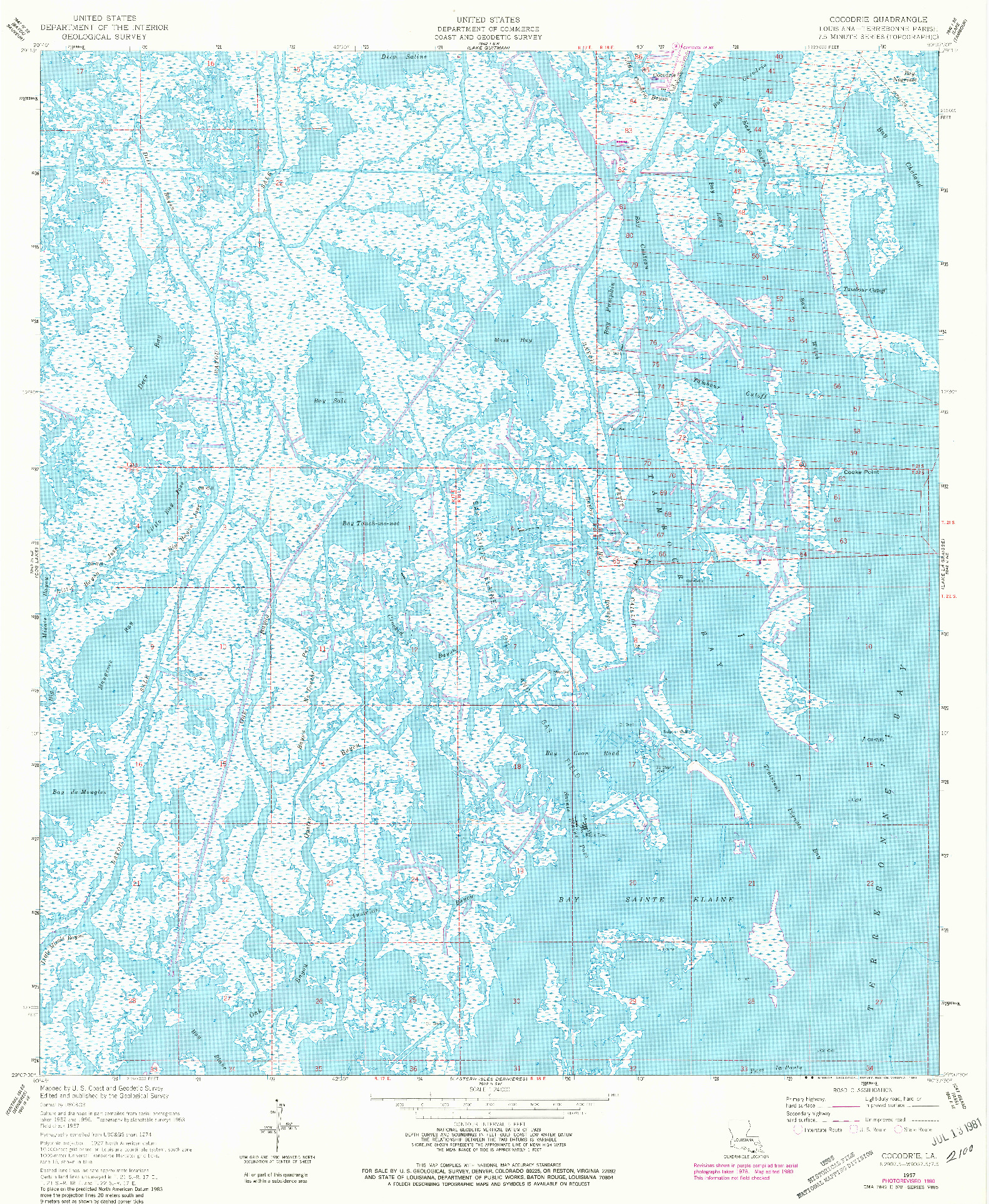 USGS 1:24000-SCALE QUADRANGLE FOR COCODRIE, LA 1957