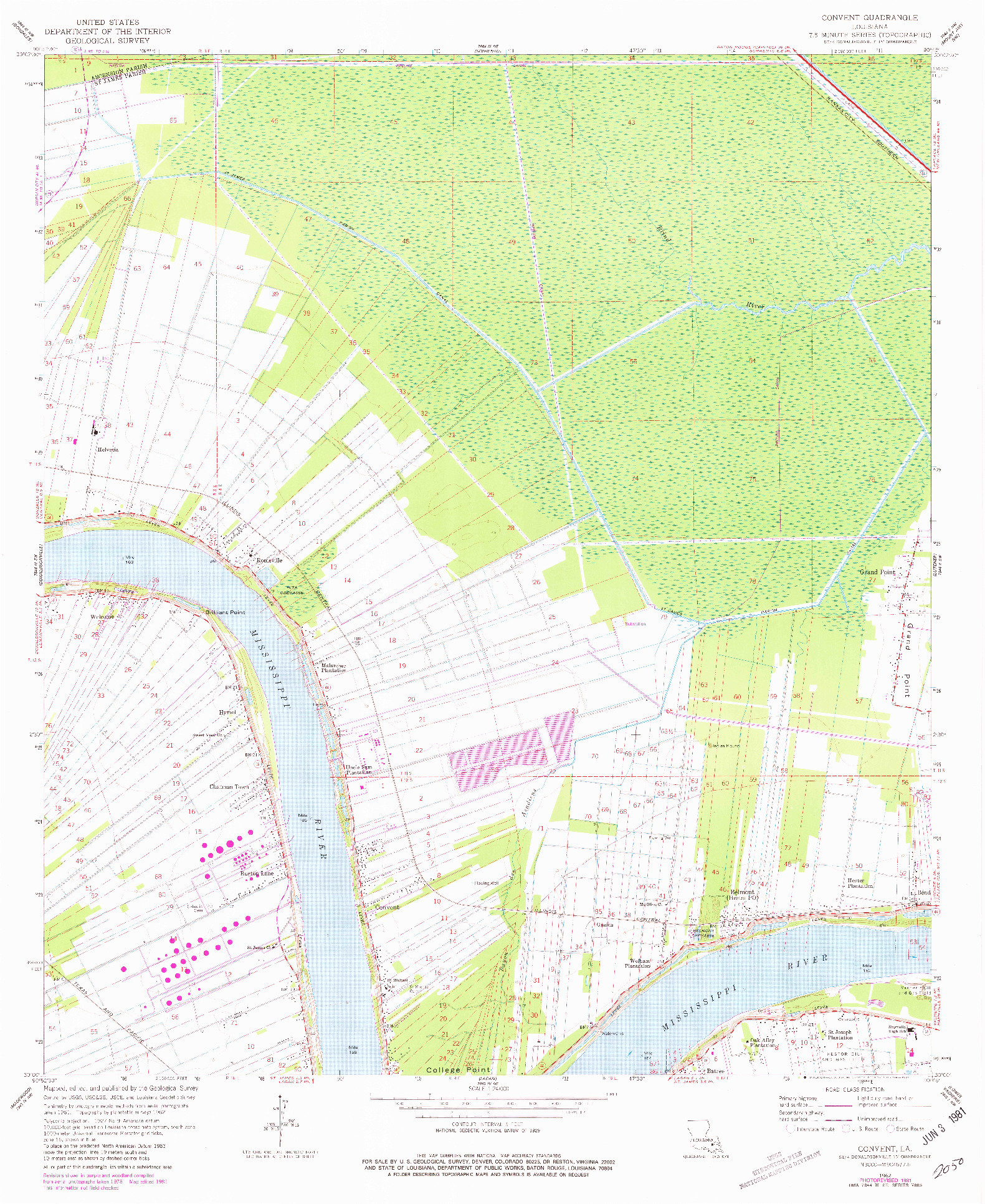 USGS 1:24000-SCALE QUADRANGLE FOR CONVENT, LA 1962