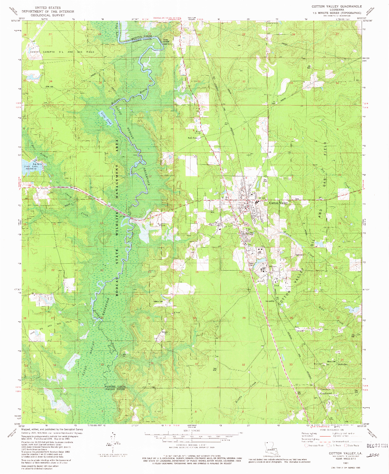 USGS 1:24000-SCALE QUADRANGLE FOR COTTON VALLEY, LA 1981