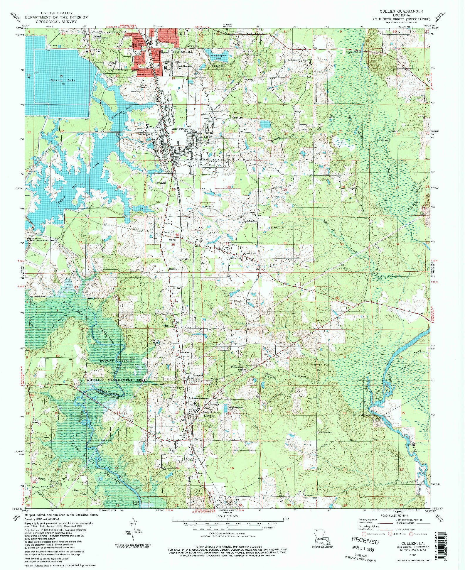 USGS 1:24000-SCALE QUADRANGLE FOR CULLEN, LA 1981