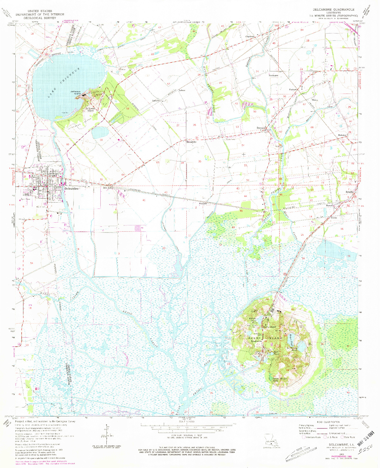 USGS 1:24000-SCALE QUADRANGLE FOR DELCAMBRE, LA 1963