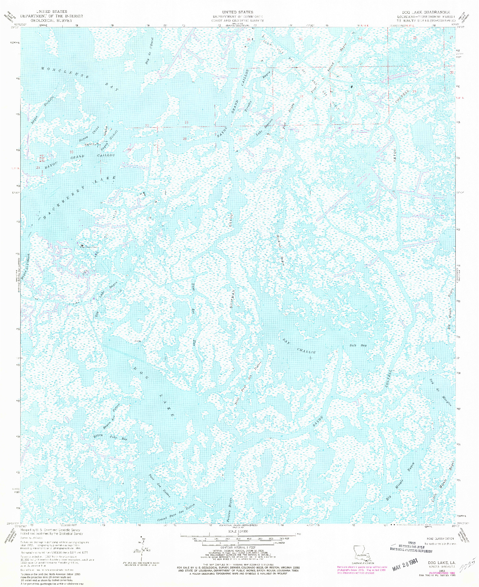 USGS 1:24000-SCALE QUADRANGLE FOR DOG LAKE, LA 1953