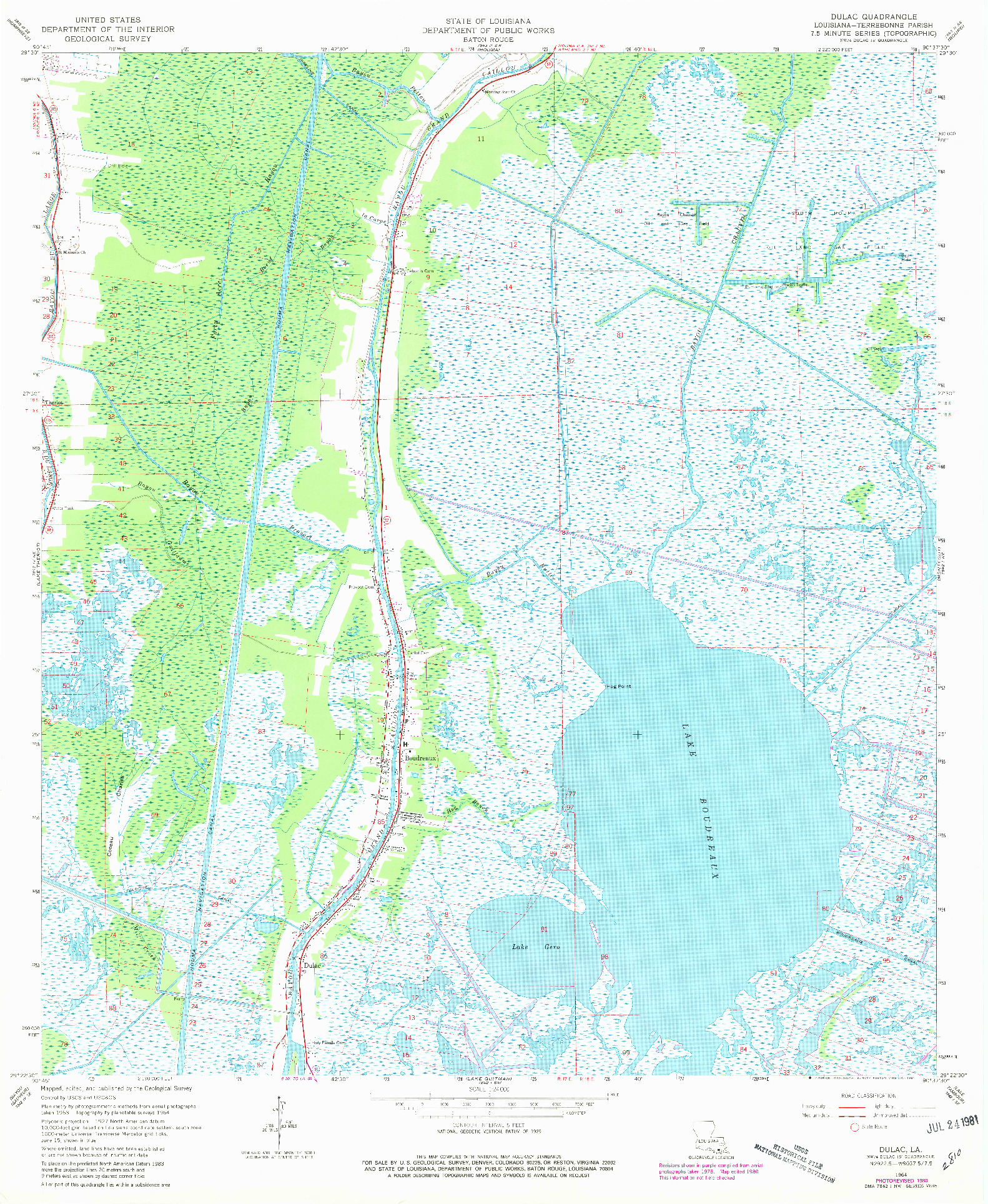 USGS 1:24000-SCALE QUADRANGLE FOR DULAC, LA 1964