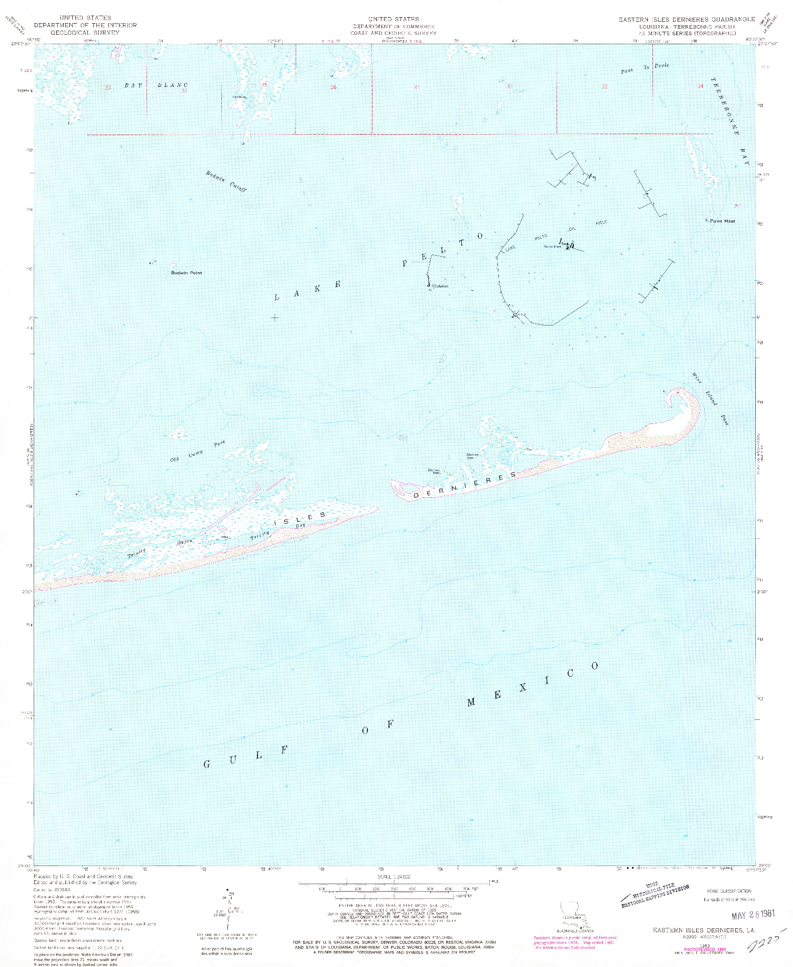 USGS 1:24000-SCALE QUADRANGLE FOR EASTERN ISLES DERNIERES, LA 1953