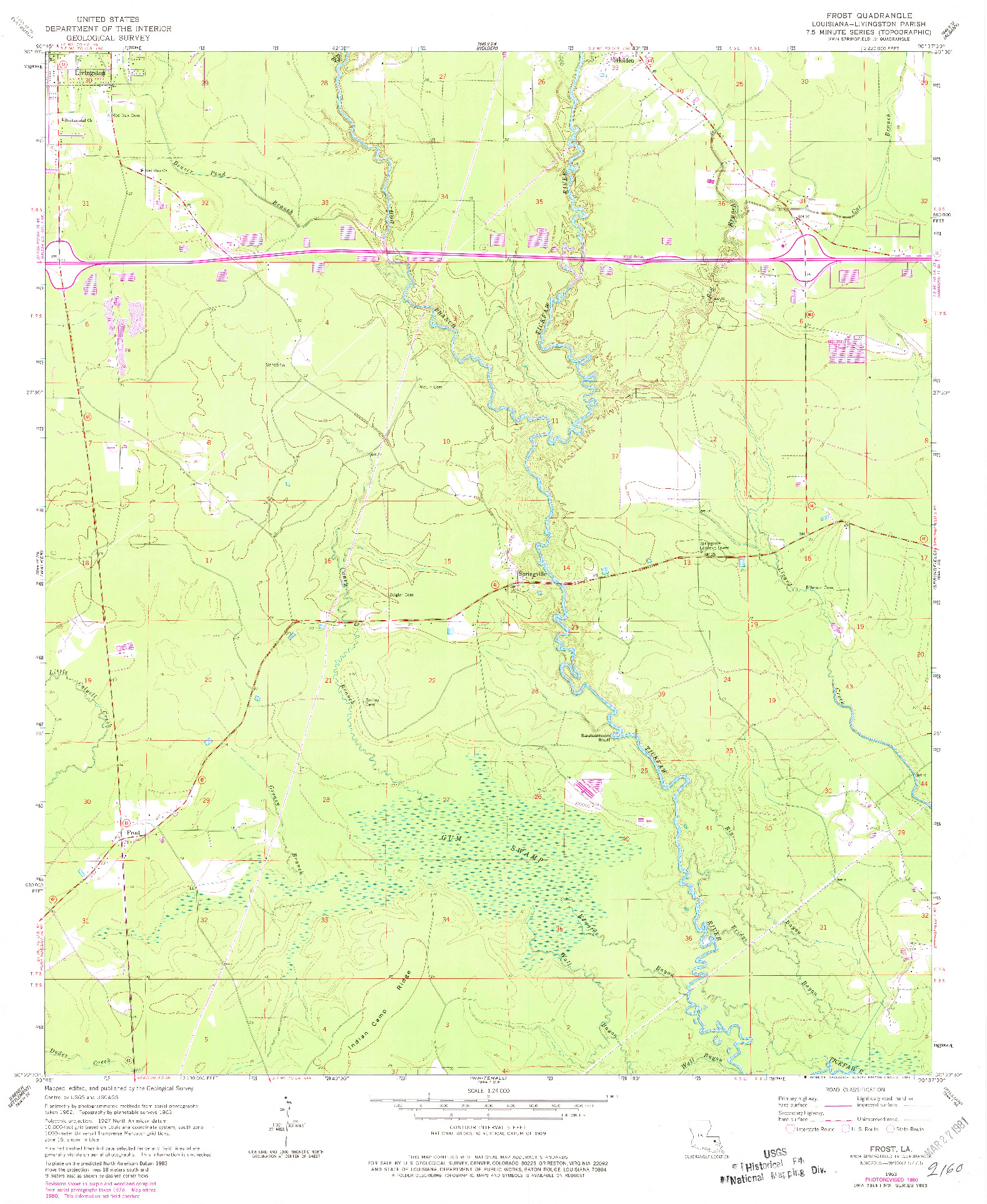 USGS 1:24000-SCALE QUADRANGLE FOR FROST, LA 1963