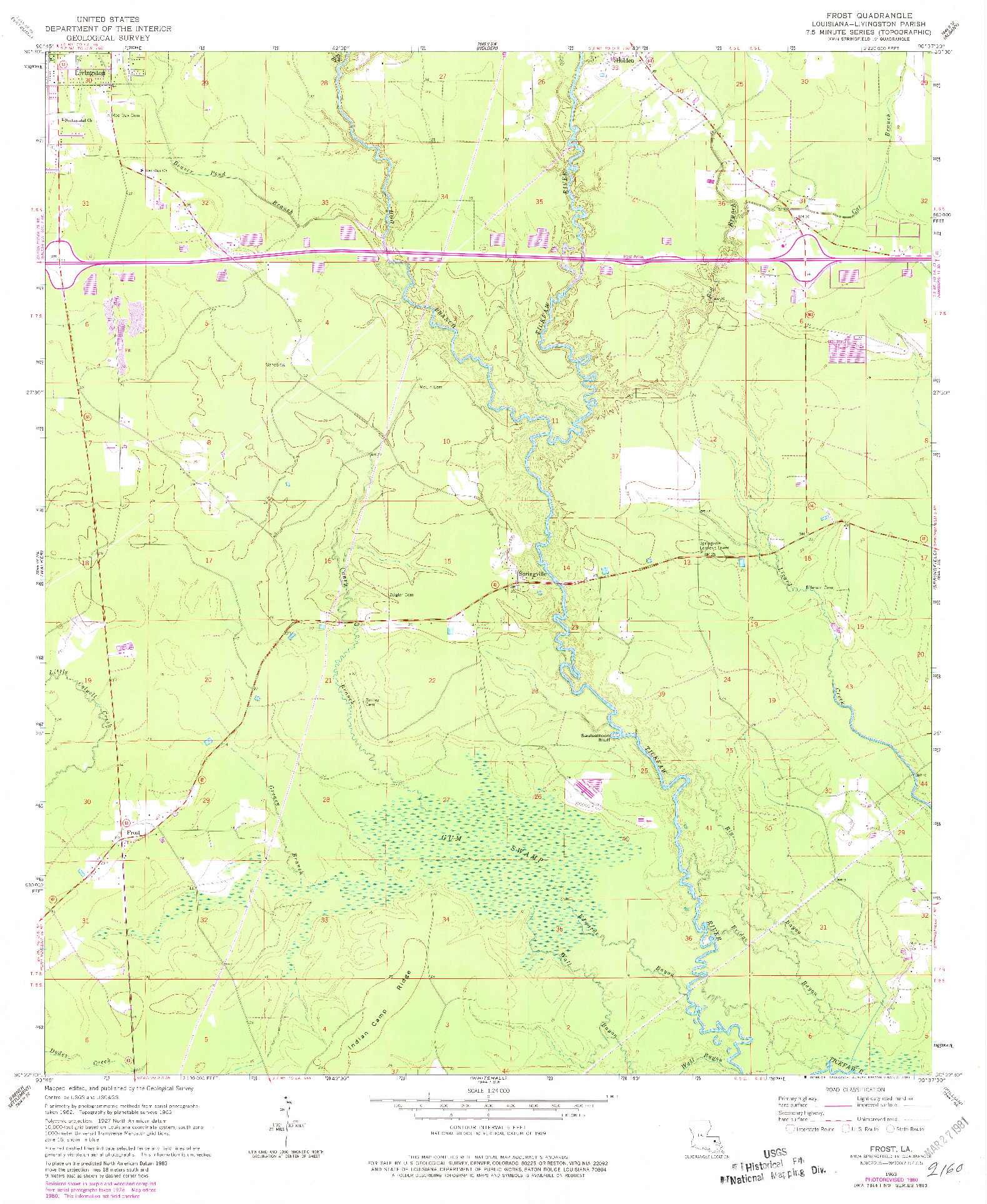 USGS 1:24000-SCALE QUADRANGLE FOR FROST, LA 1963