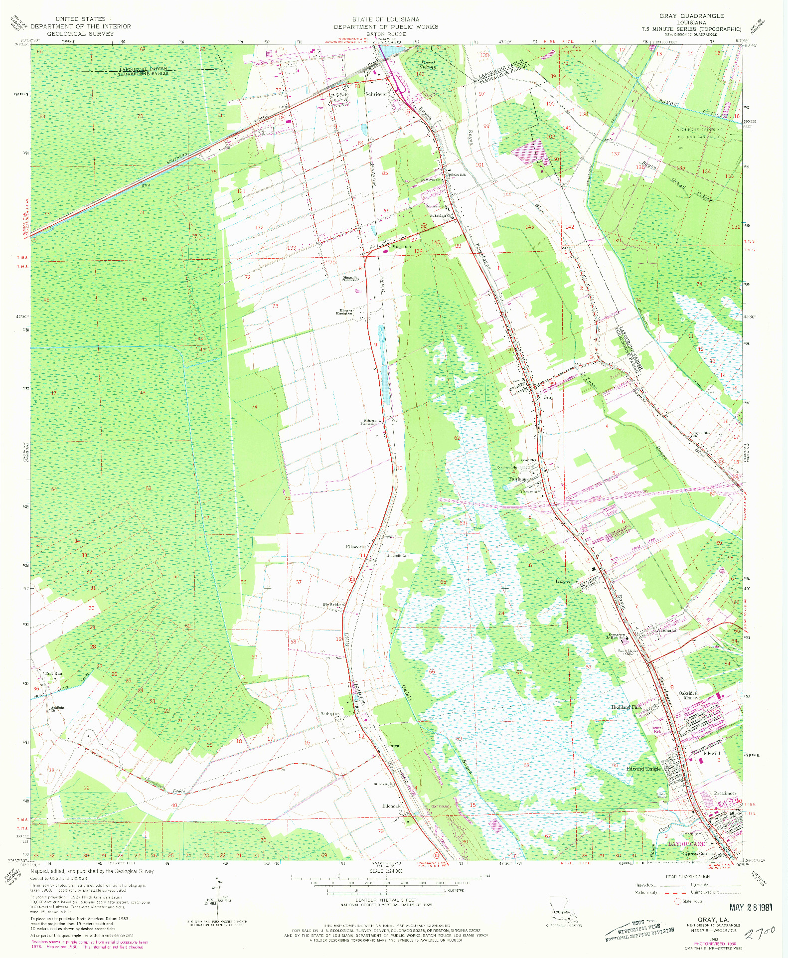 USGS 1:24000-SCALE QUADRANGLE FOR GRAY, LA 1963