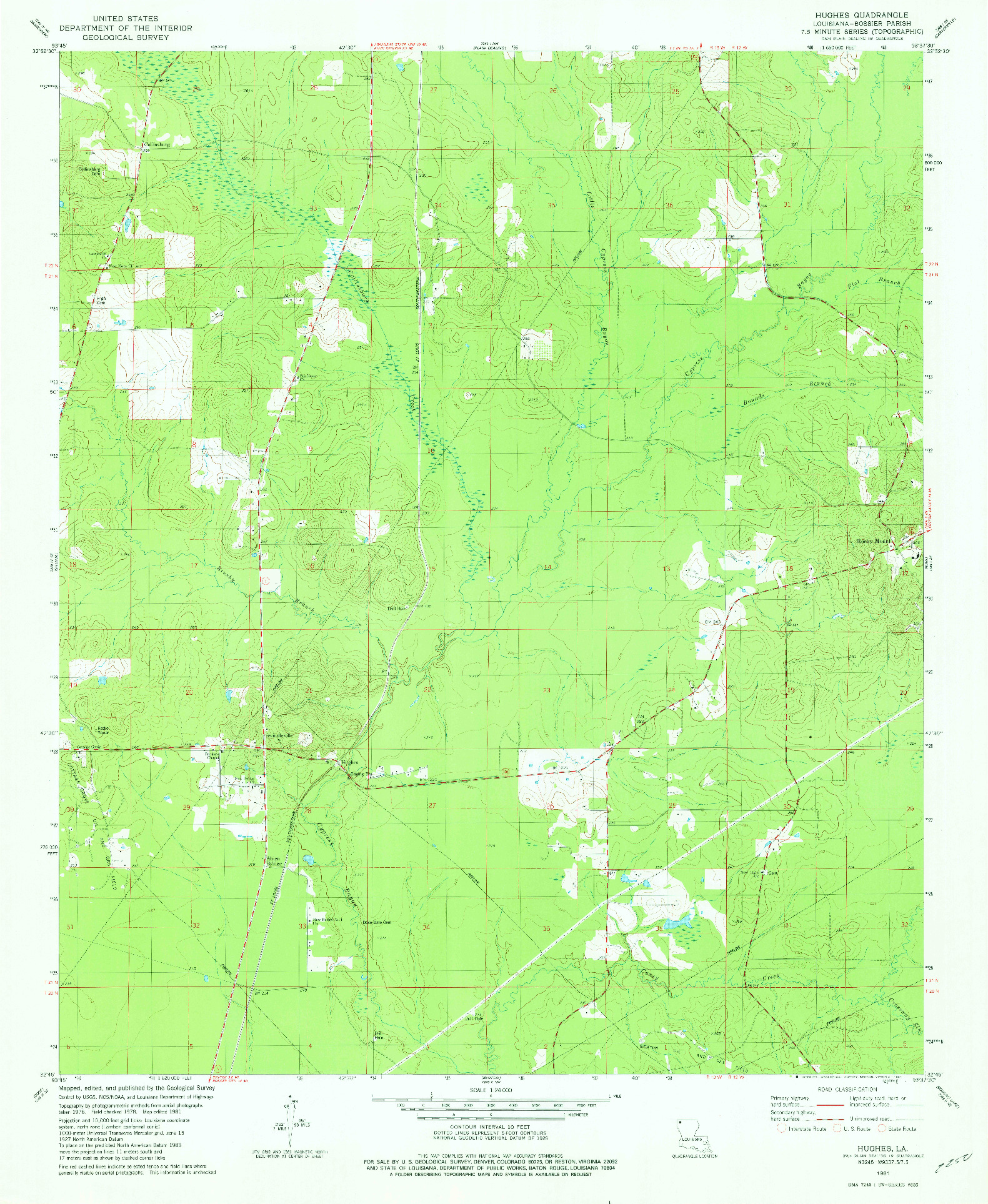 USGS 1:24000-SCALE QUADRANGLE FOR HUGHES, LA 1981