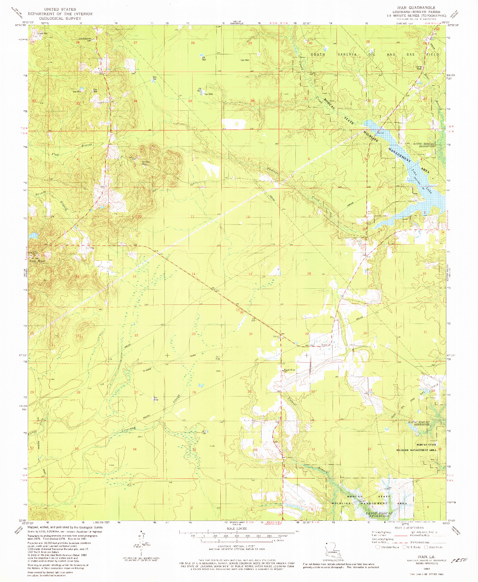 USGS 1:24000-SCALE QUADRANGLE FOR IVAN, LA 1981