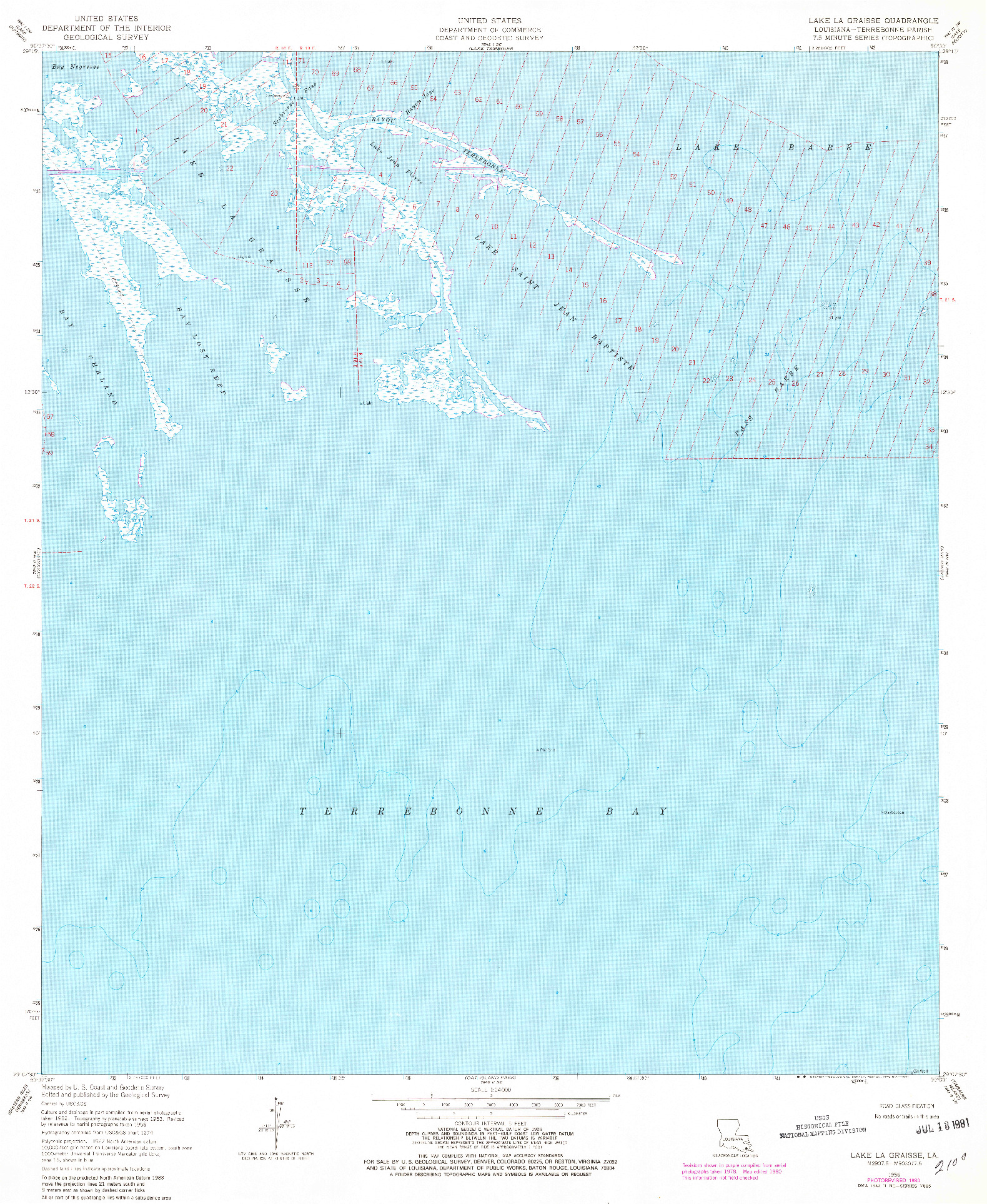 USGS 1:24000-SCALE QUADRANGLE FOR LAKE LA GRAISSE, LA 1956