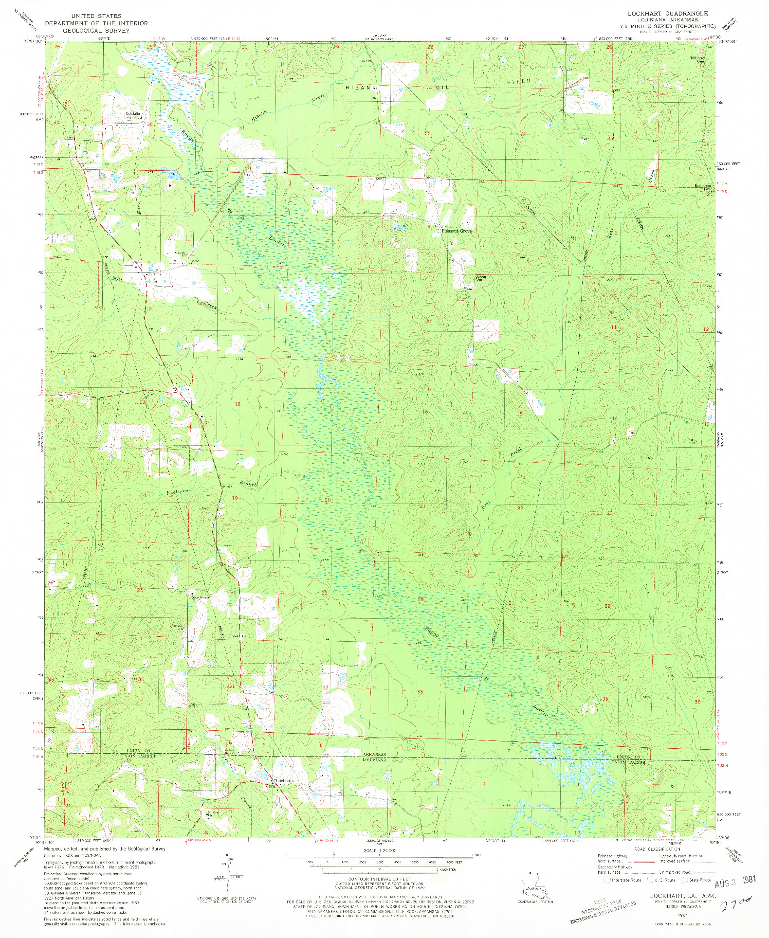 USGS 1:24000-SCALE QUADRANGLE FOR LOCKHART, LA 1981