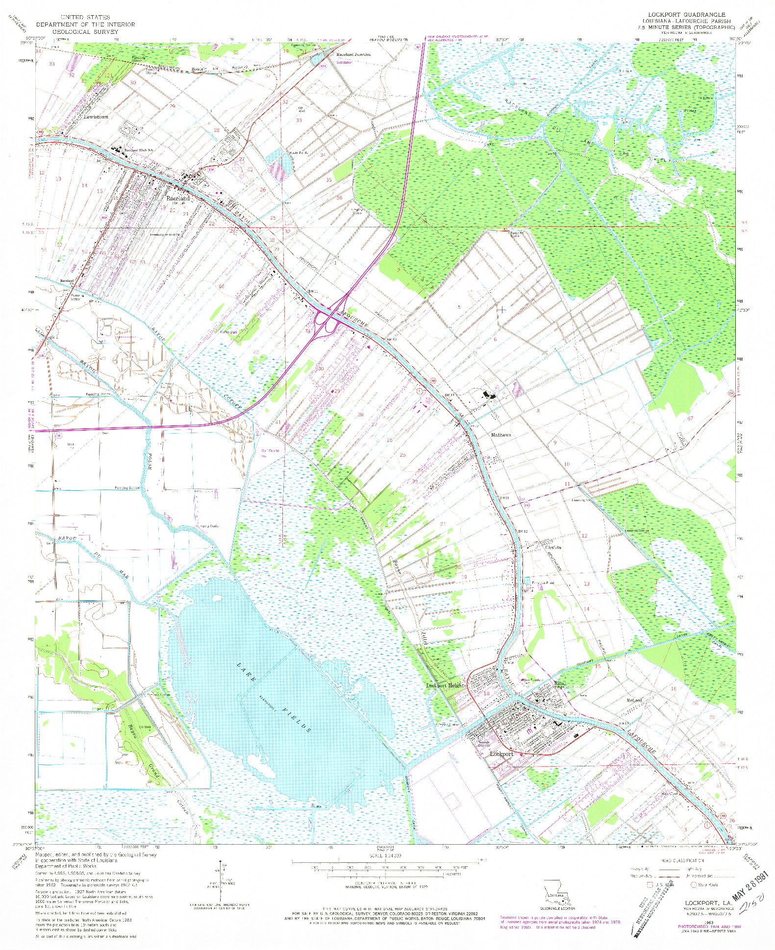 USGS 1:24000-SCALE QUADRANGLE FOR LOCKPORT, LA 1963