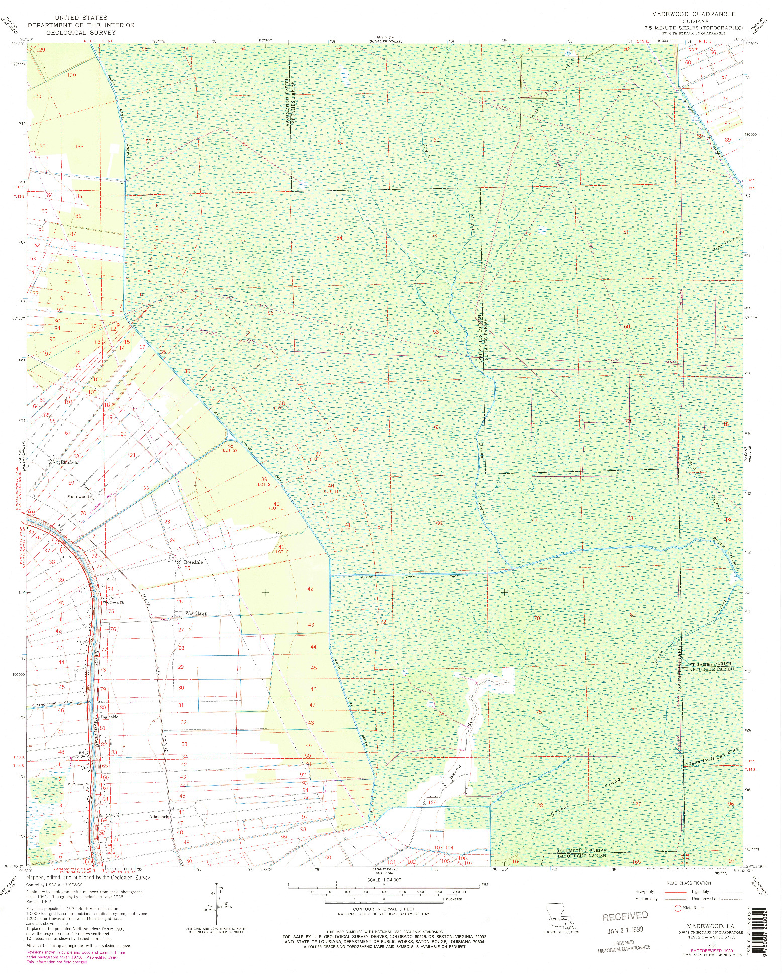 USGS 1:24000-SCALE QUADRANGLE FOR MADEWOOD, LA 1962