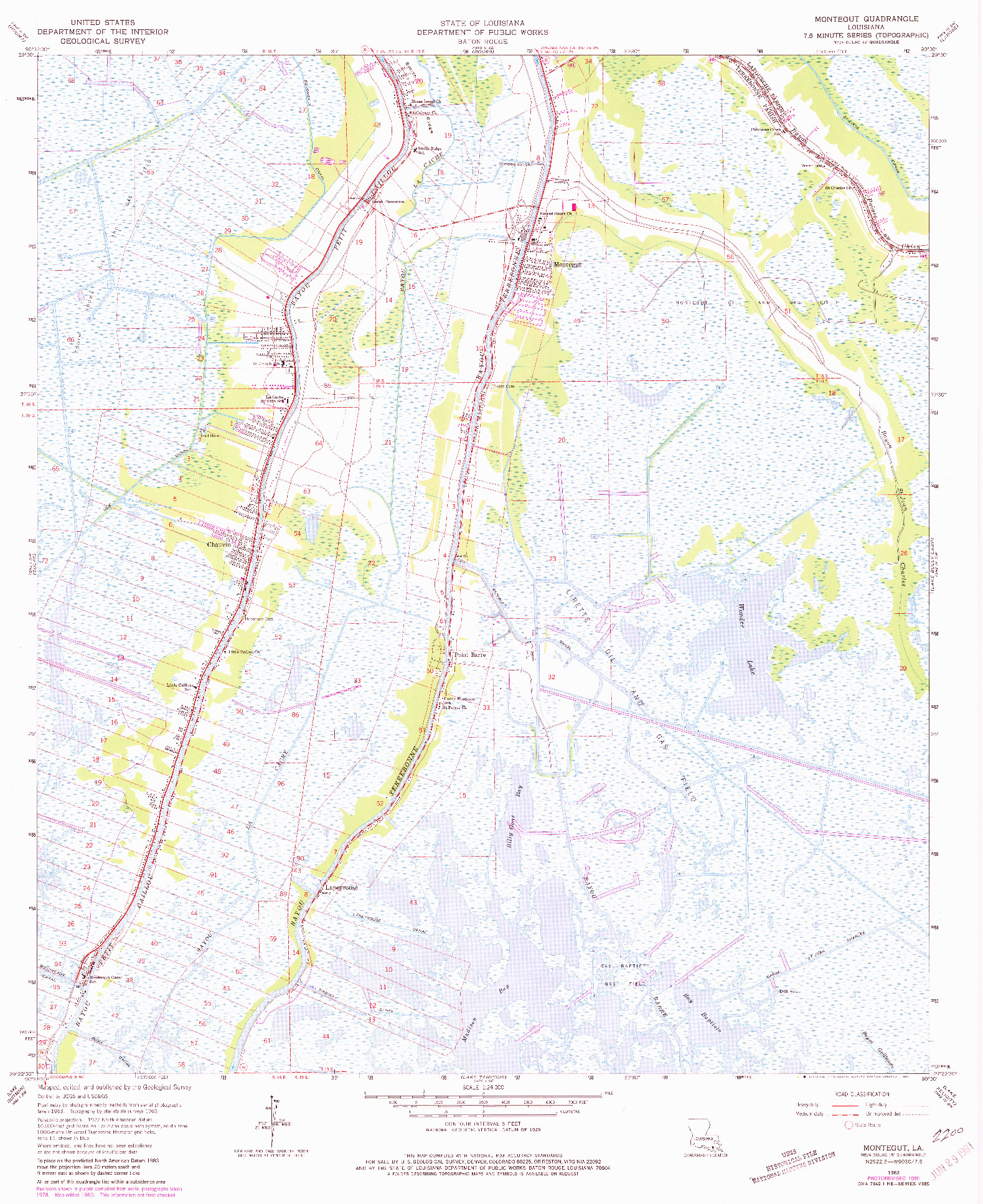 USGS 1:24000-SCALE QUADRANGLE FOR MONTEGUT, LA 1963