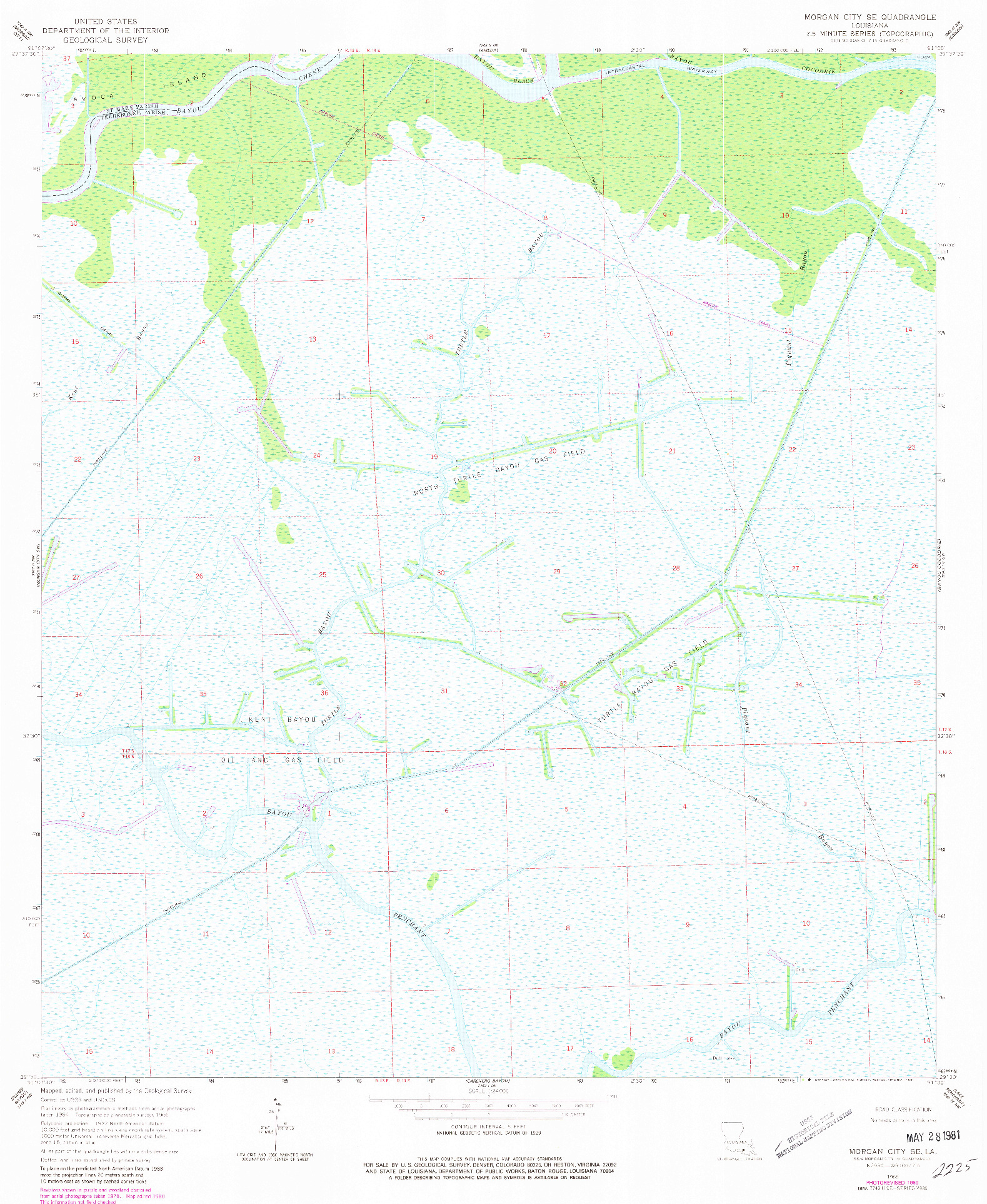 USGS 1:24000-SCALE QUADRANGLE FOR MORGAN CITY SE, LA 1966