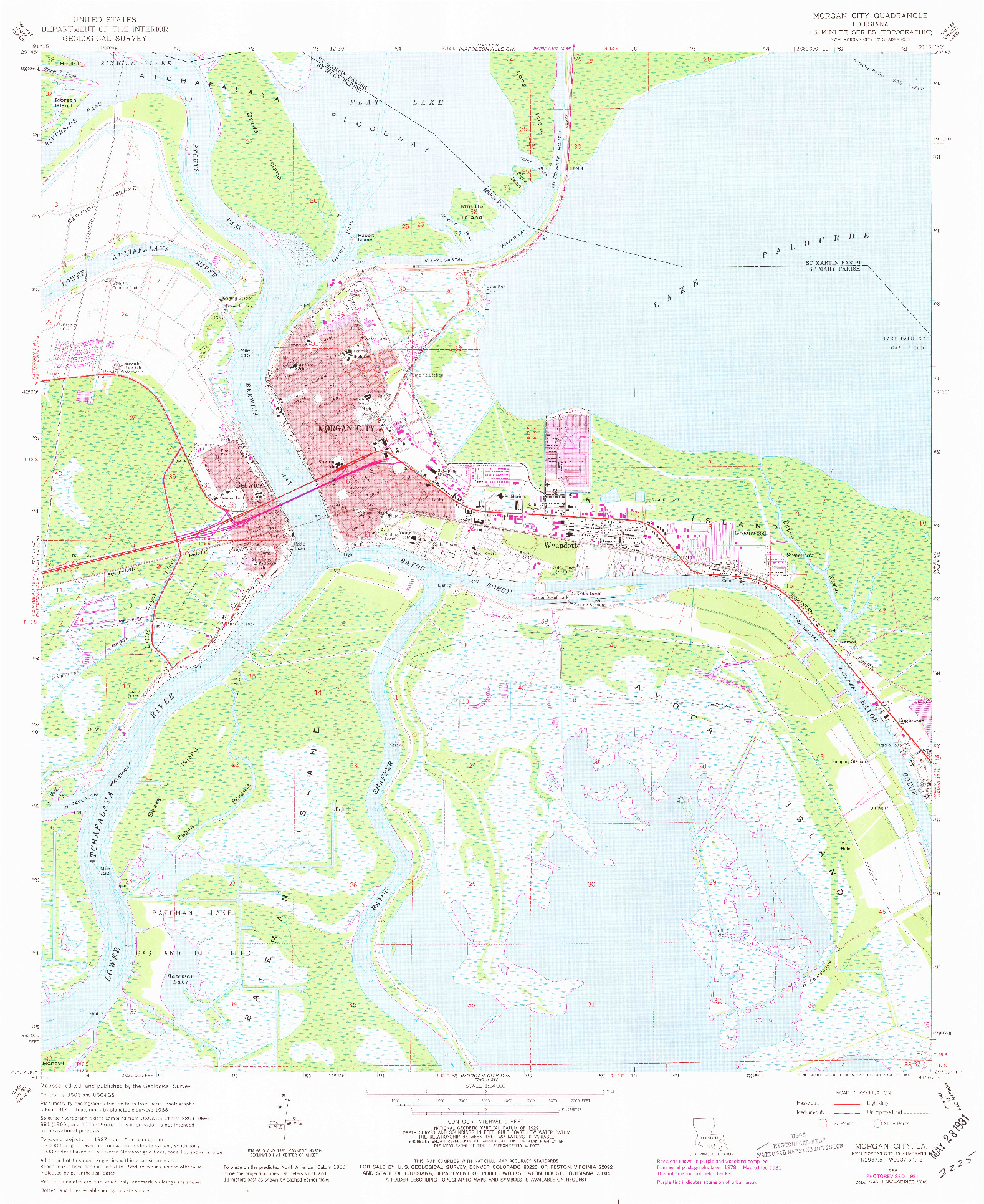 USGS 1:24000-SCALE QUADRANGLE FOR MORGAN CITY, LA 1966