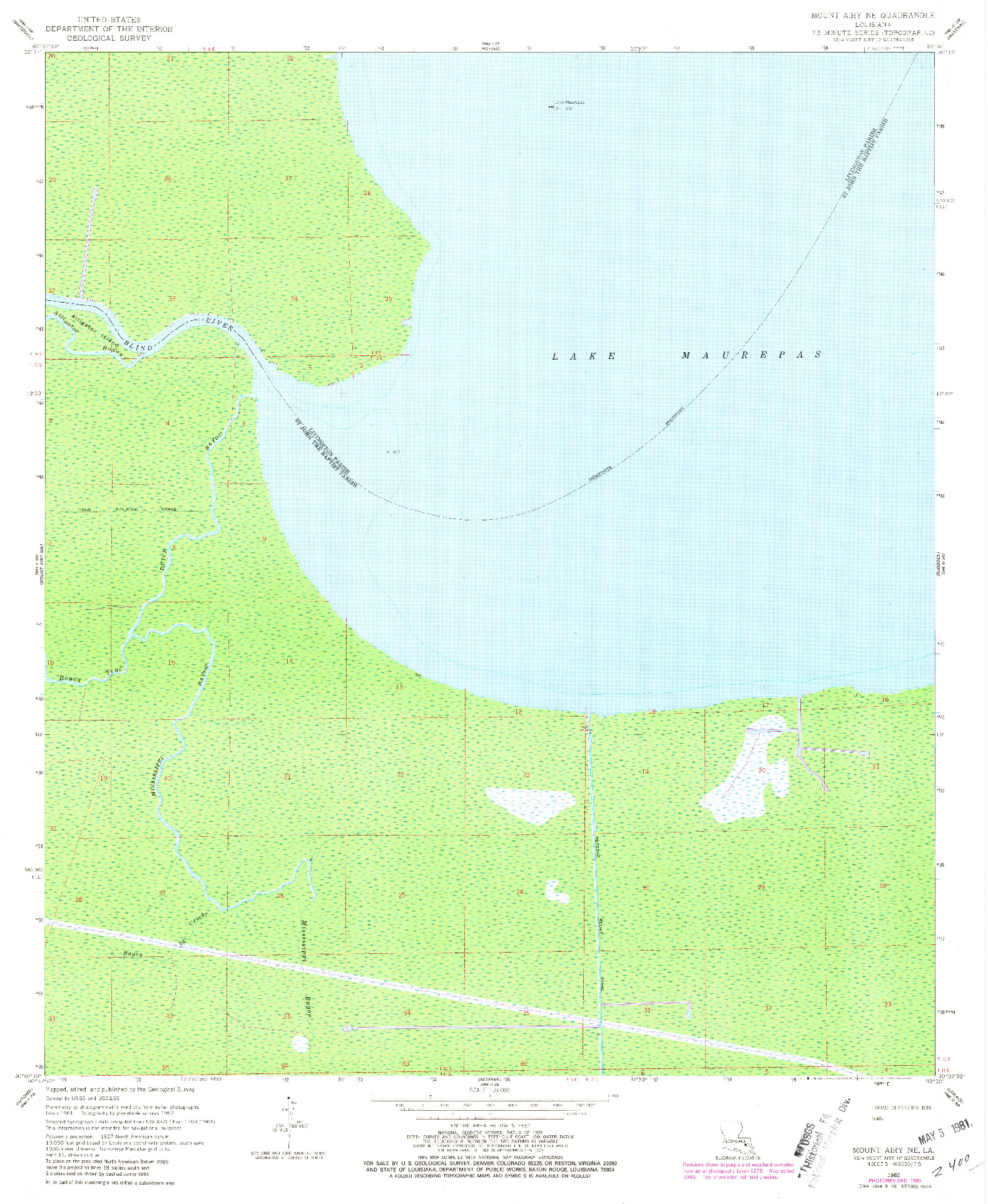 USGS 1:24000-SCALE QUADRANGLE FOR MOUNT AIRY NE, LA 1962