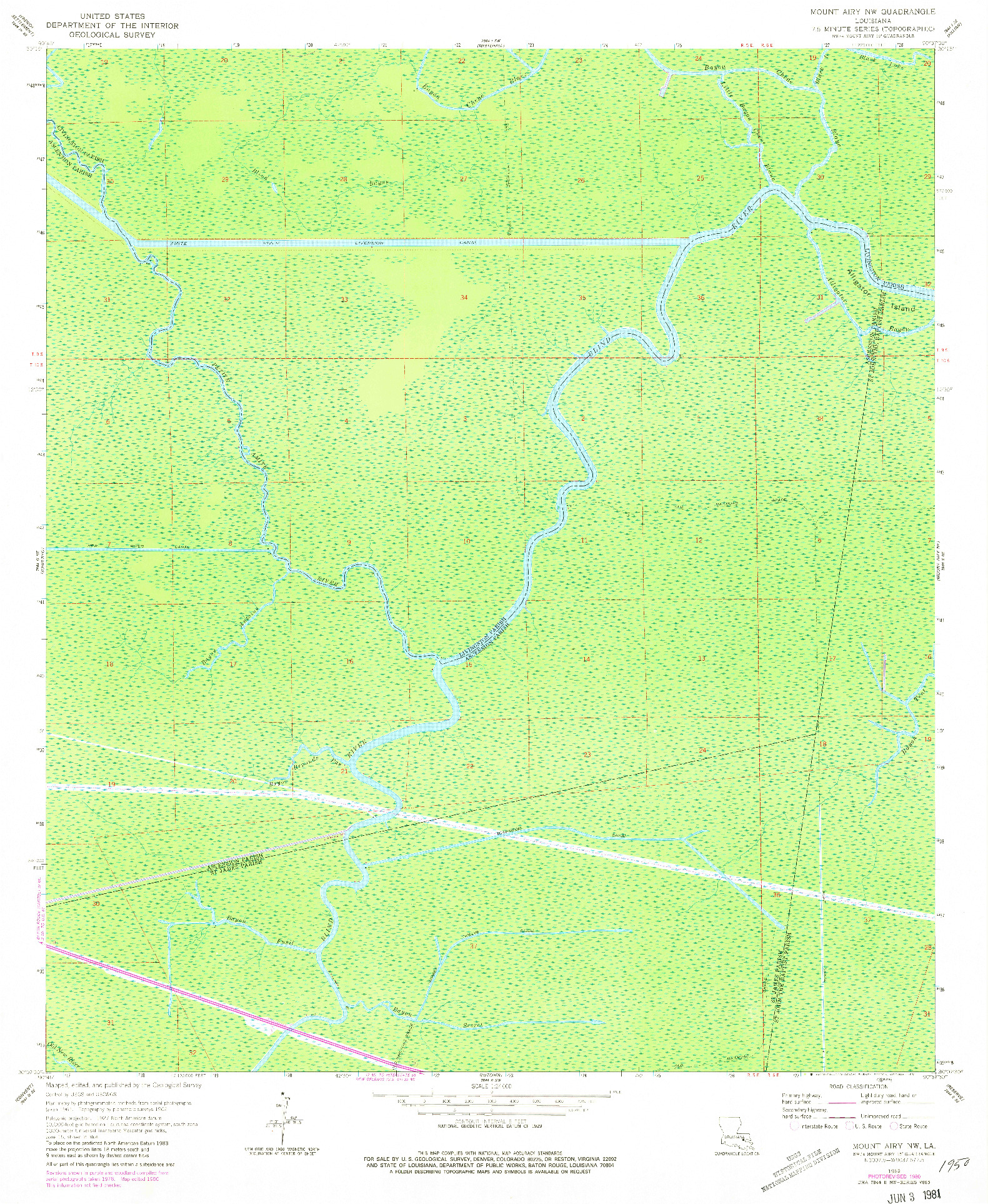 USGS 1:24000-SCALE QUADRANGLE FOR MOUNT AIRY NW, LA 1962