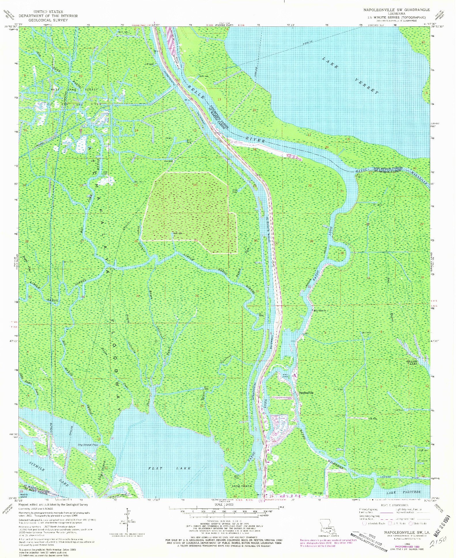 USGS 1:24000-SCALE QUADRANGLE FOR NAPOLEONVILLE SW, LA 1966