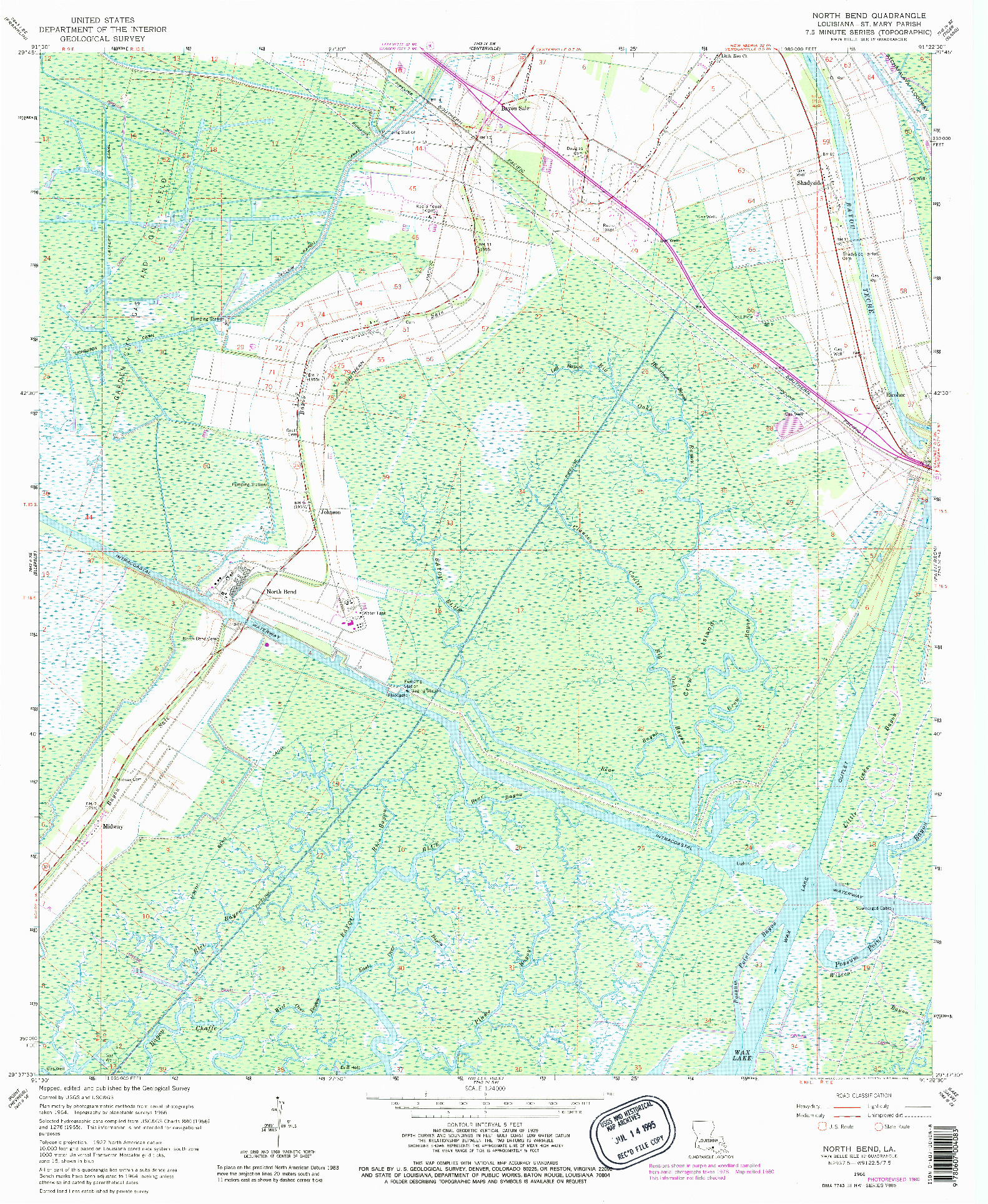 USGS 1:24000-SCALE QUADRANGLE FOR NORTH BEND, LA 1966