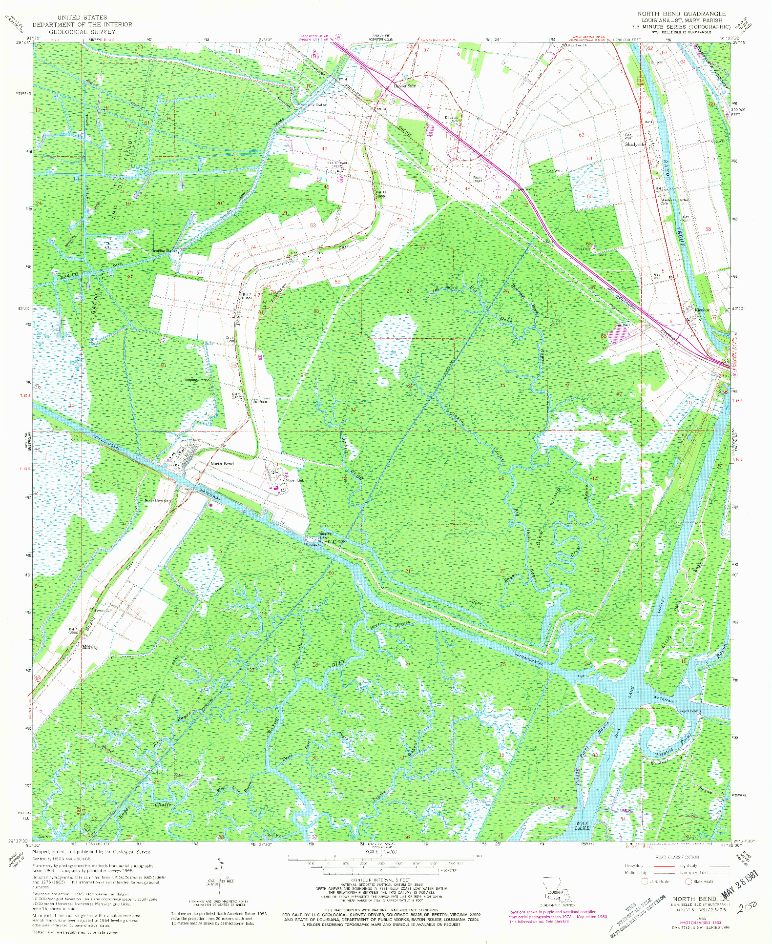 USGS 1:24000-SCALE QUADRANGLE FOR NORTH BEND, LA 1966