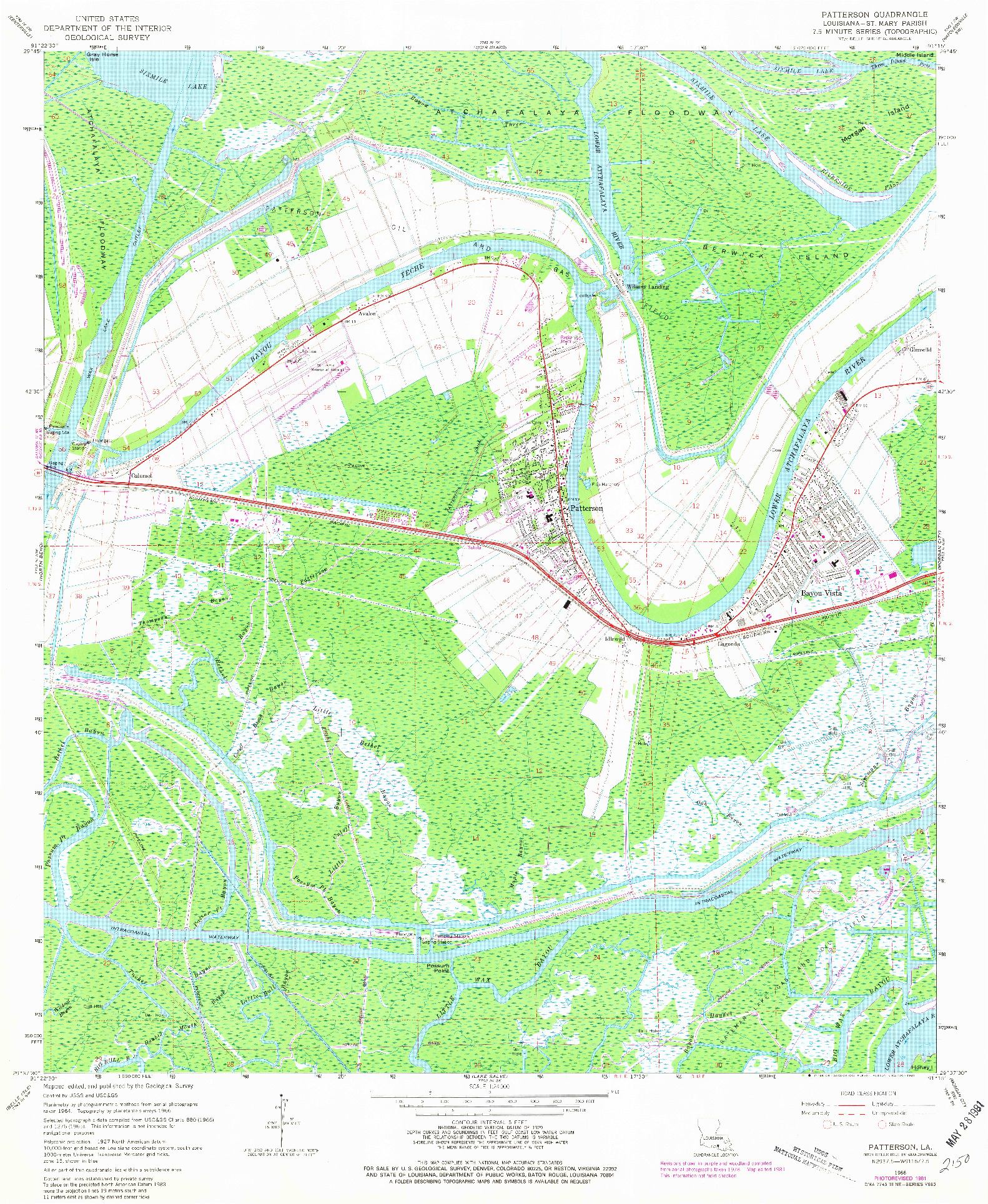 USGS 1:24000-SCALE QUADRANGLE FOR PATTERSON, LA 1966