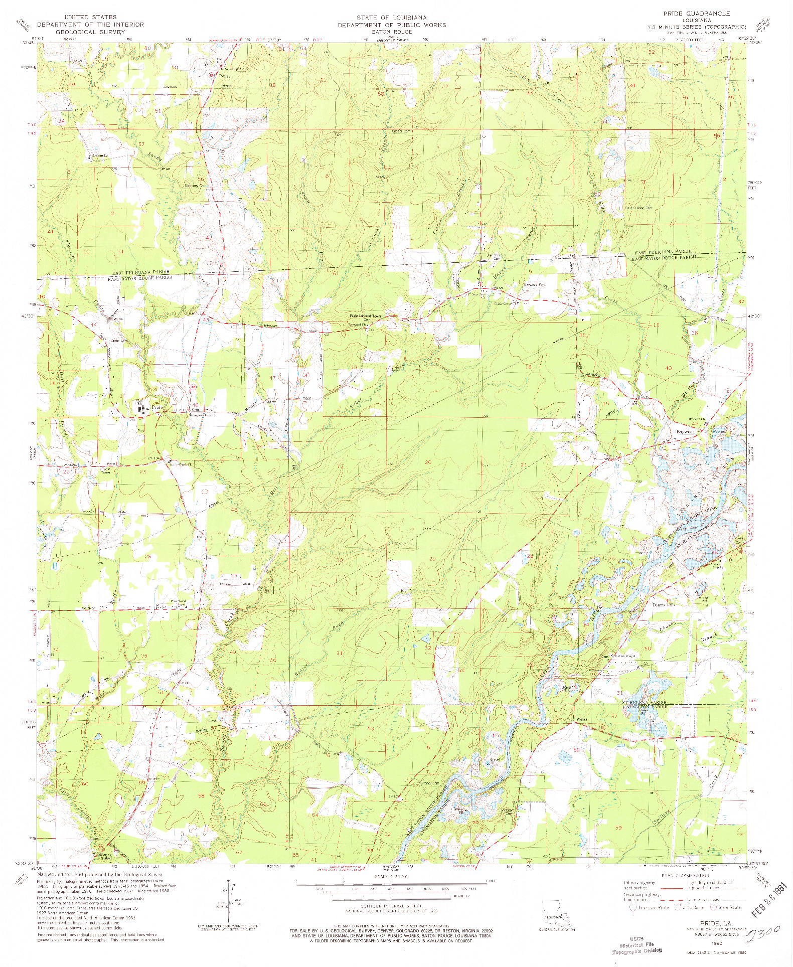 USGS 1:24000-SCALE QUADRANGLE FOR PRIDE, LA 1980