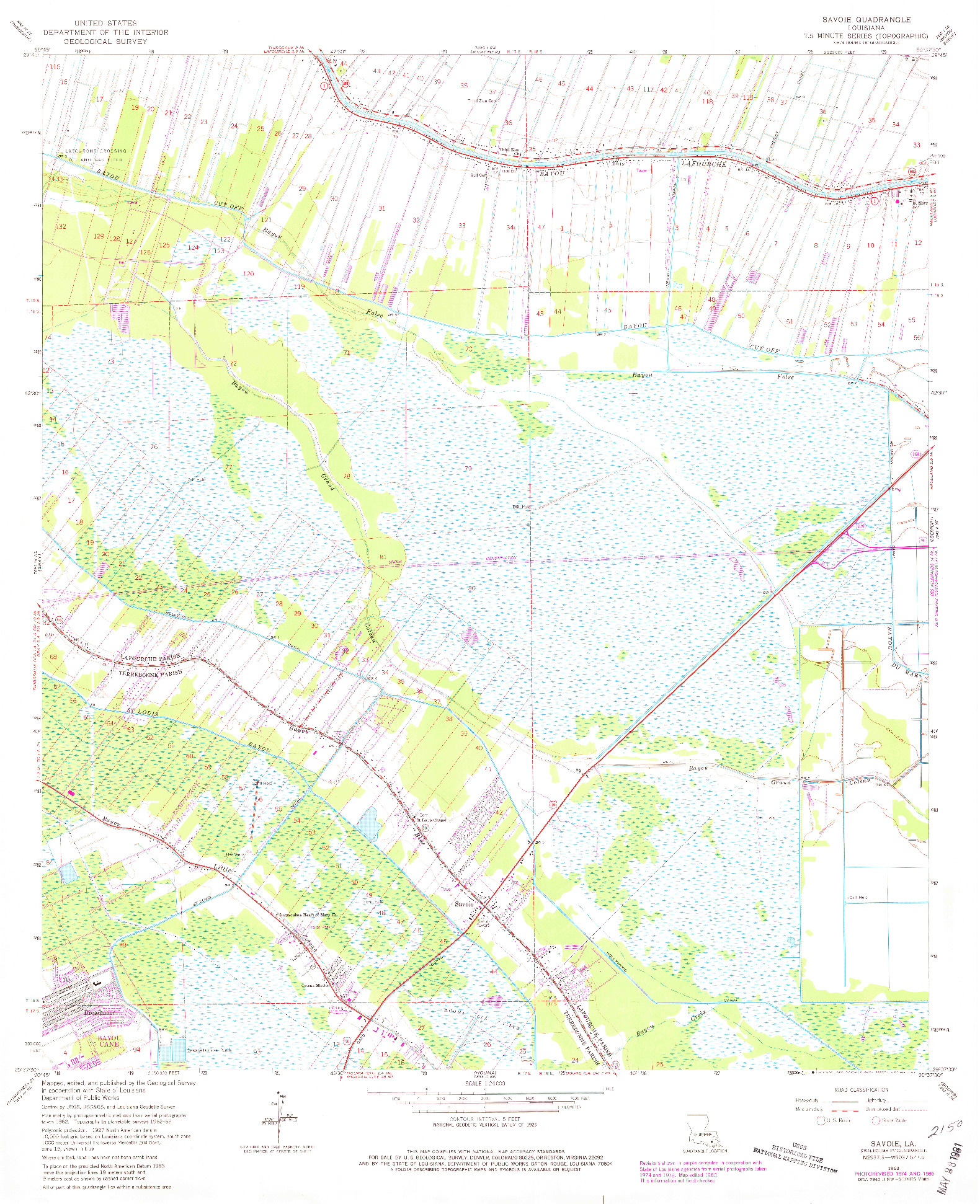 USGS 1:24000-SCALE QUADRANGLE FOR SAVOIE, LA 1963