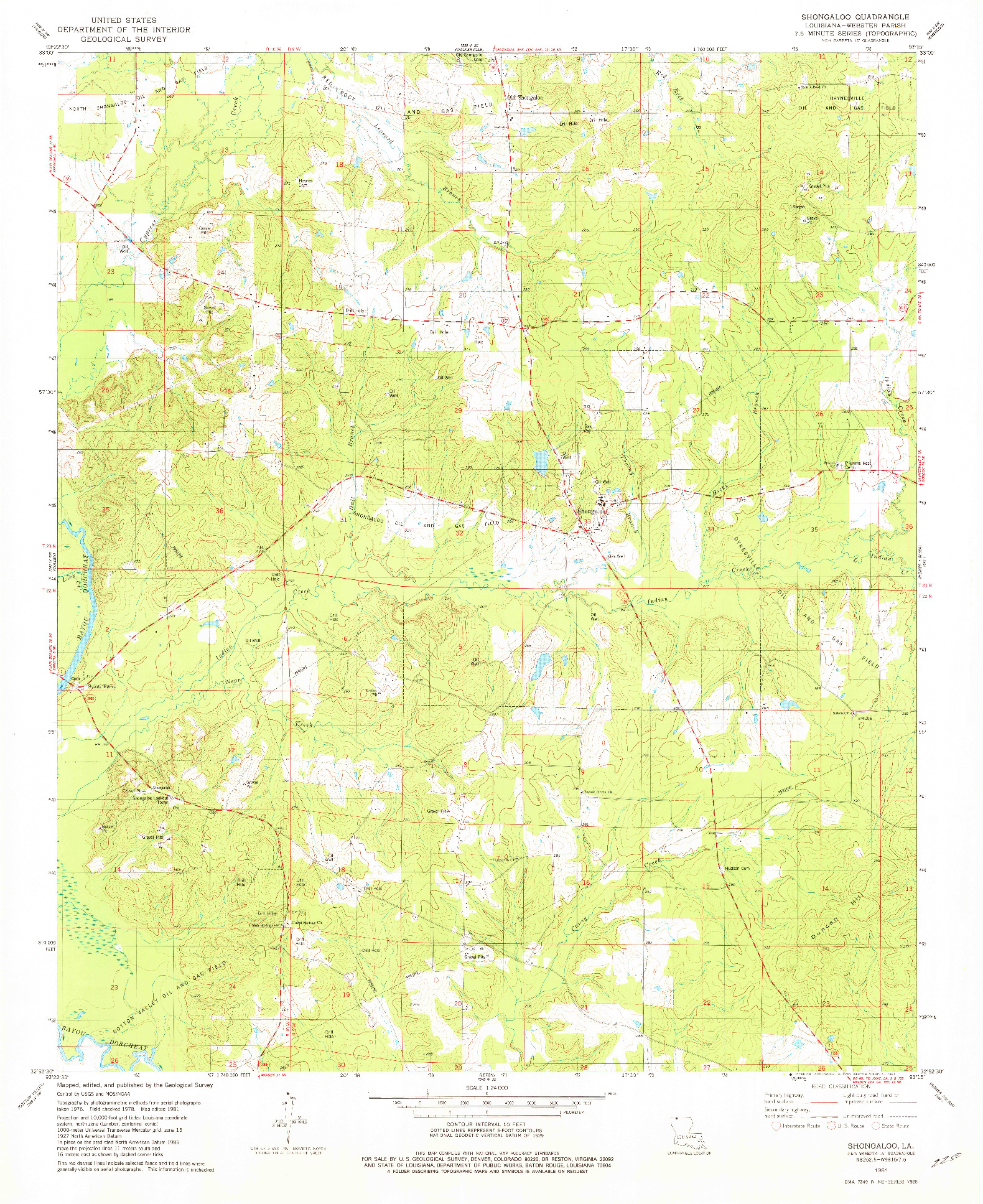 USGS 1:24000-SCALE QUADRANGLE FOR SHONGALOO, LA 1981