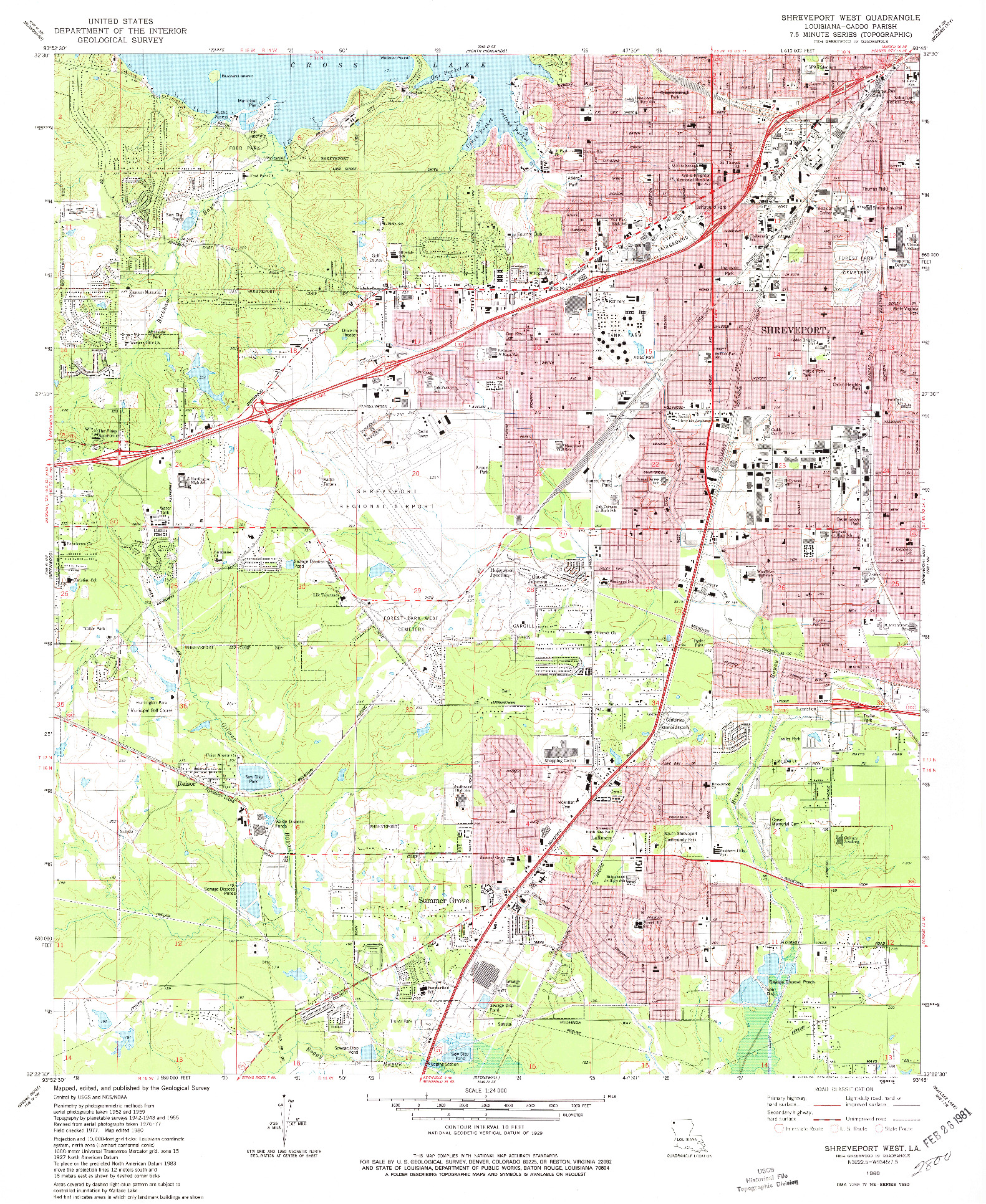 USGS 1:24000-SCALE QUADRANGLE FOR SHREVEPORT WEST, LA 1980