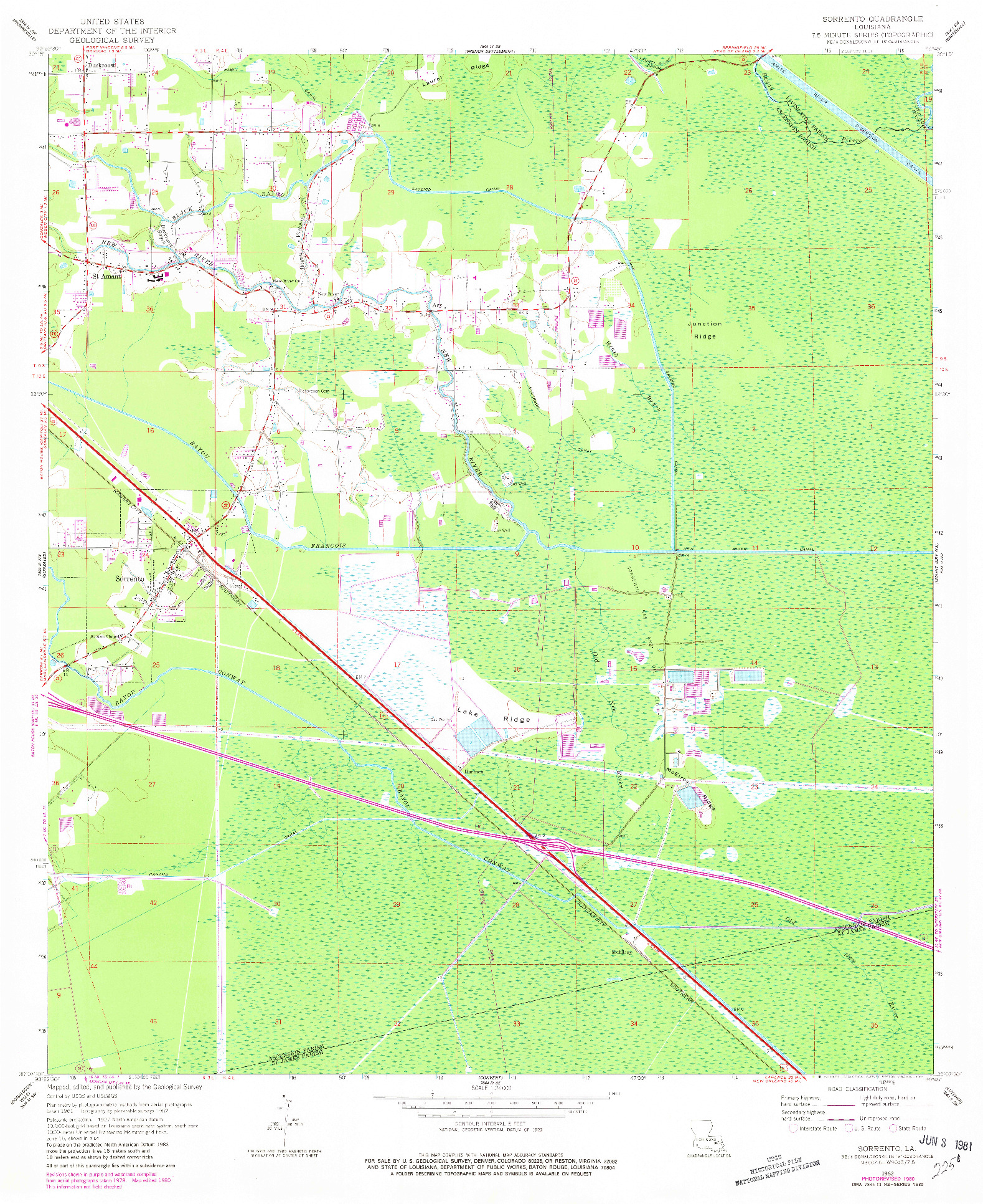 USGS 1:24000-SCALE QUADRANGLE FOR SORRENTO, LA 1962