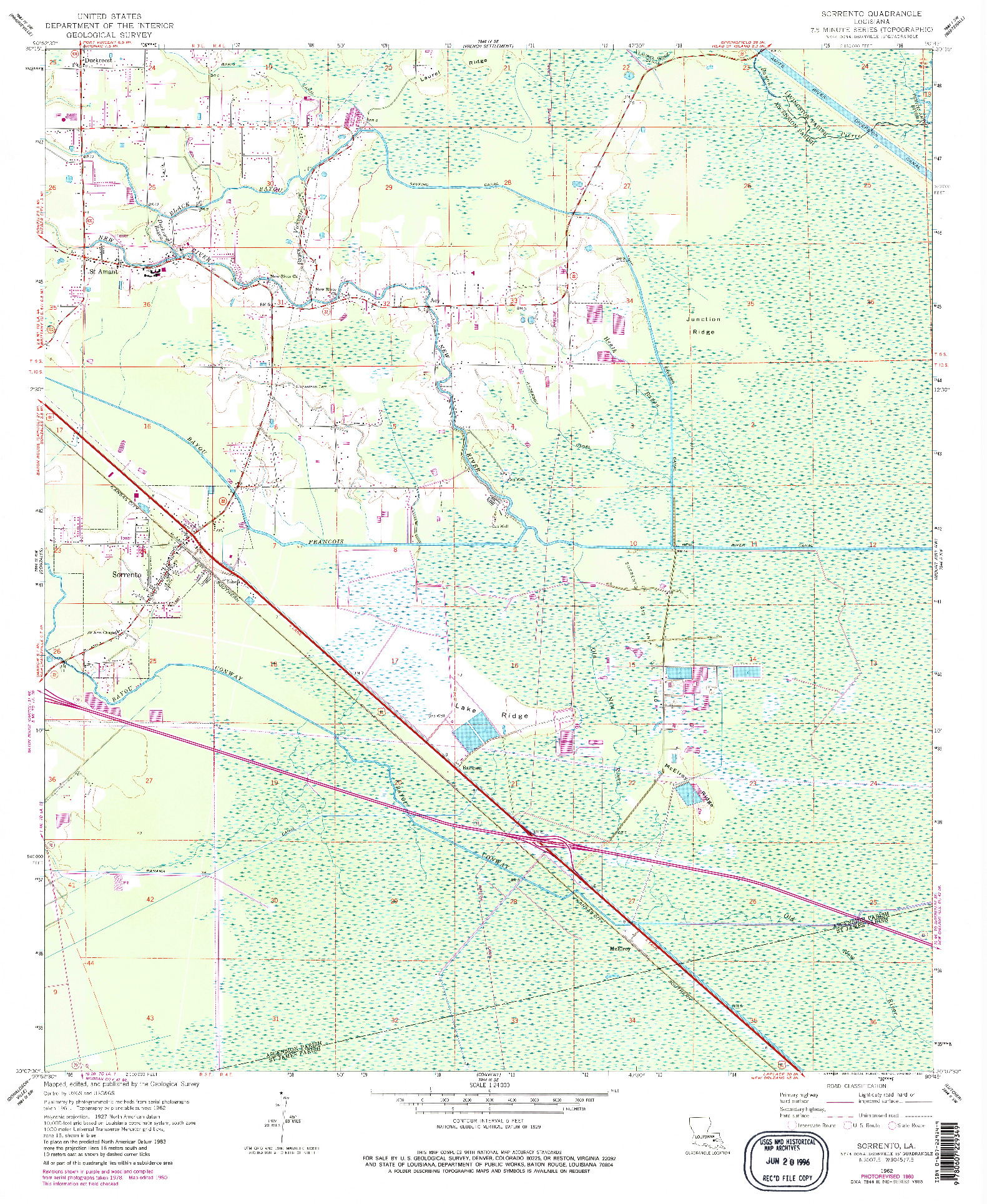 USGS 1:24000-SCALE QUADRANGLE FOR SORRENTO, LA 1962