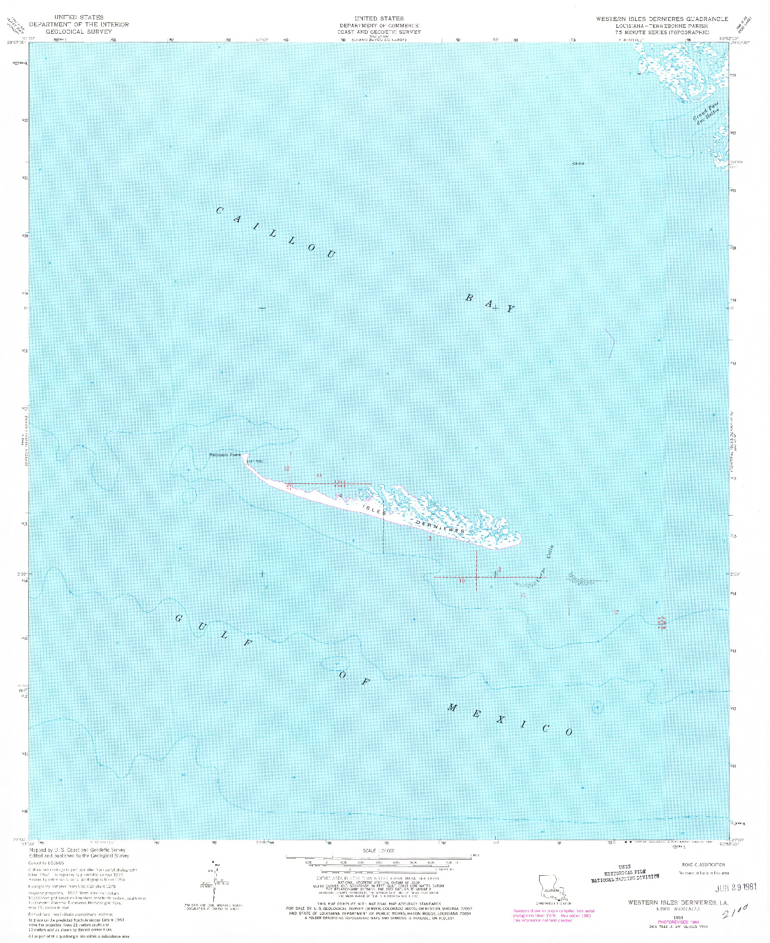 USGS 1:24000-SCALE QUADRANGLE FOR WESTERN ISLES DERNIERES, LA 1953