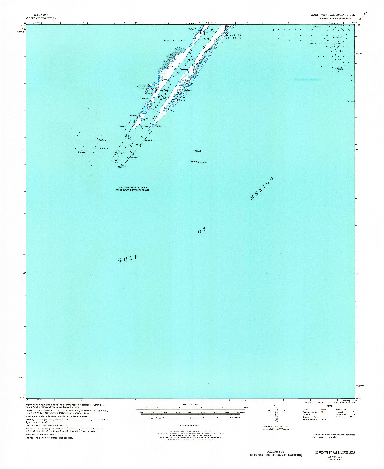 USGS 1:62500-SCALE QUADRANGLE FOR SOUTHWEST PASS, LA 1979