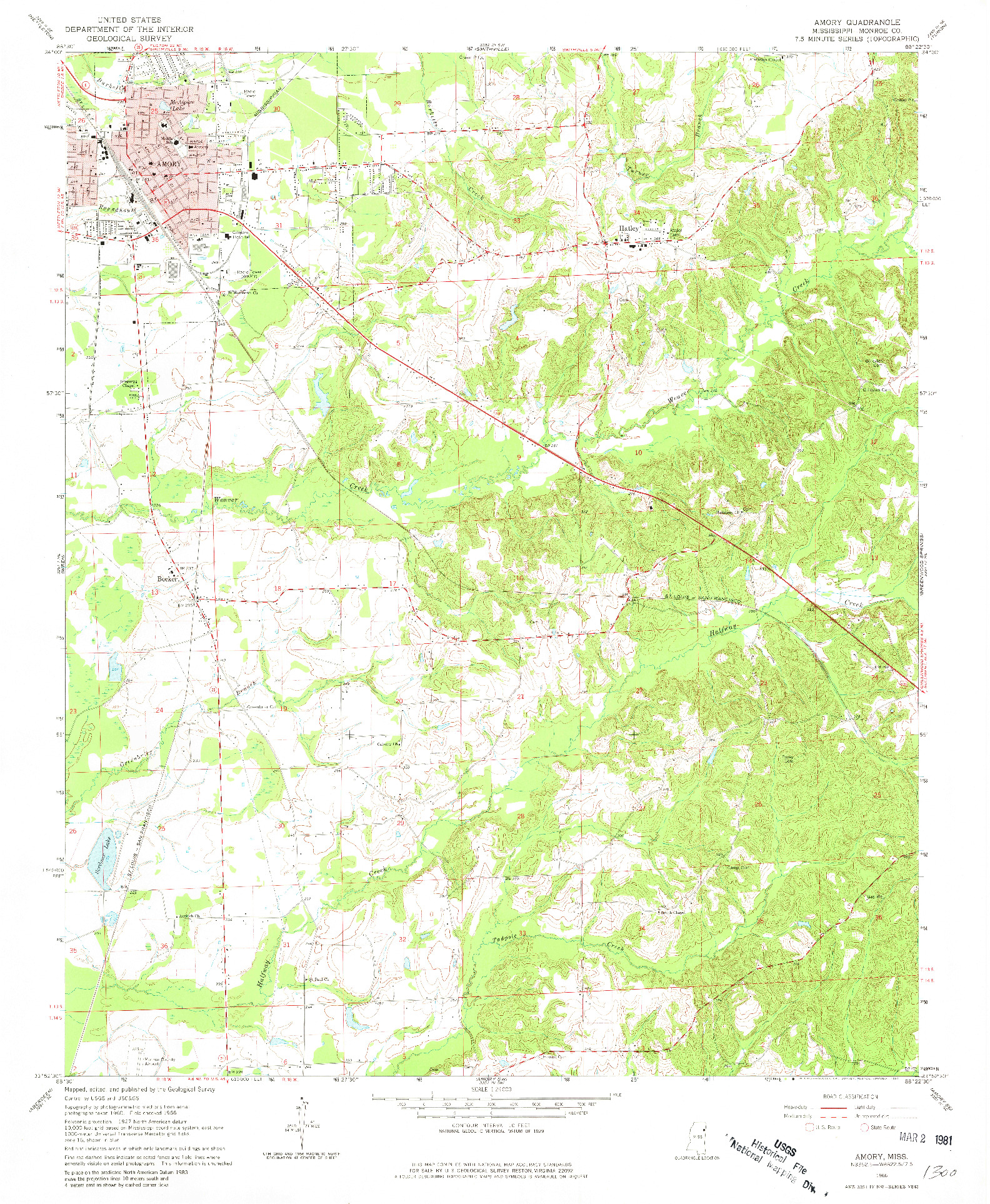 USGS 1:24000-SCALE QUADRANGLE FOR AMORY, MS 1966