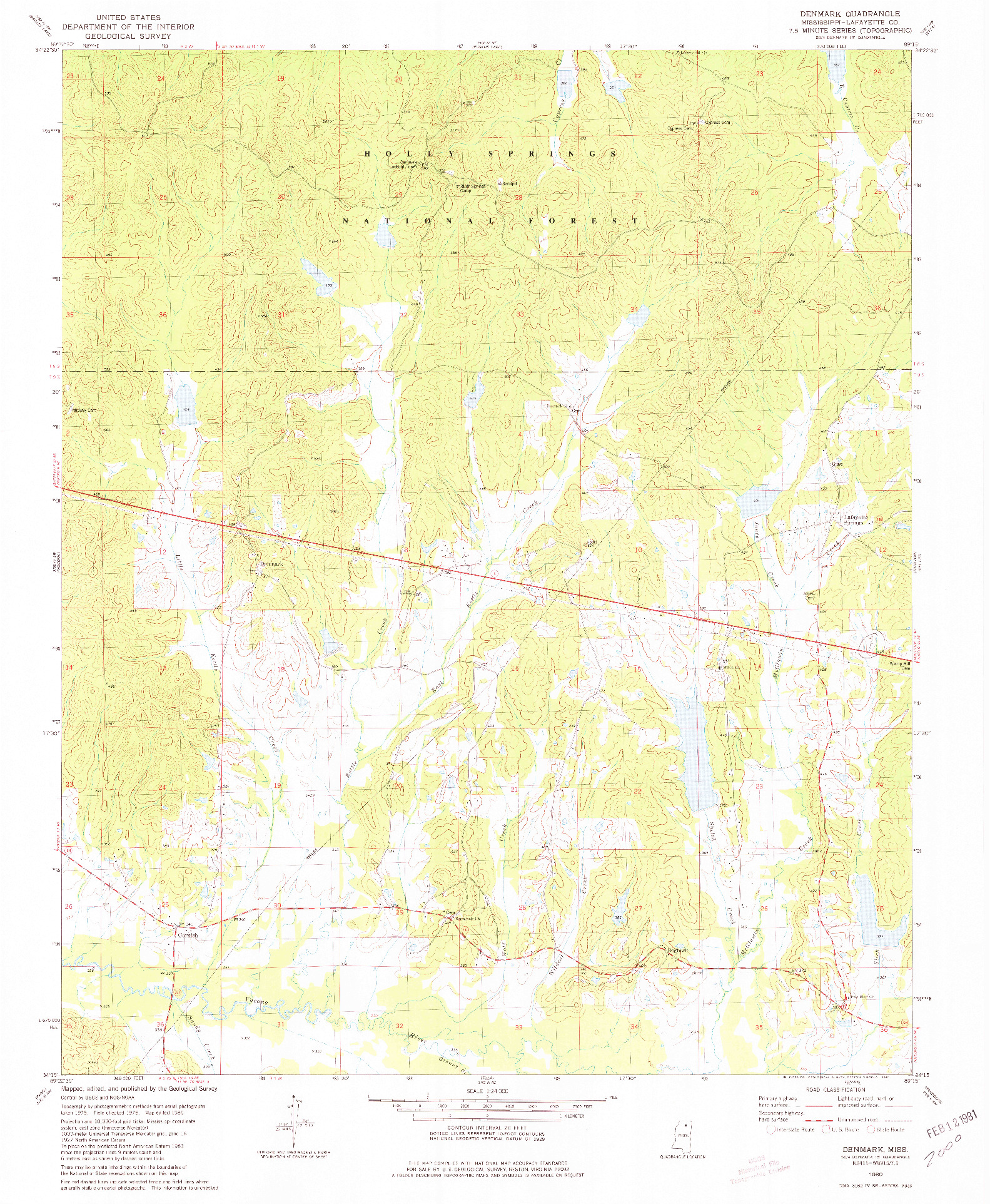 USGS 1:24000-SCALE QUADRANGLE FOR DENMARK, MS 1980