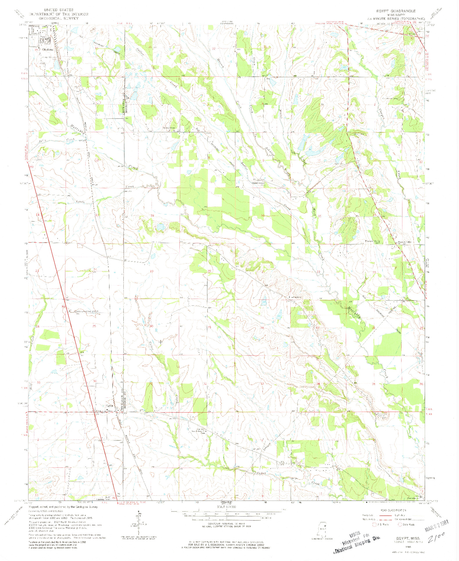 USGS 1:24000-SCALE QUADRANGLE FOR EGYPT, MS 1965