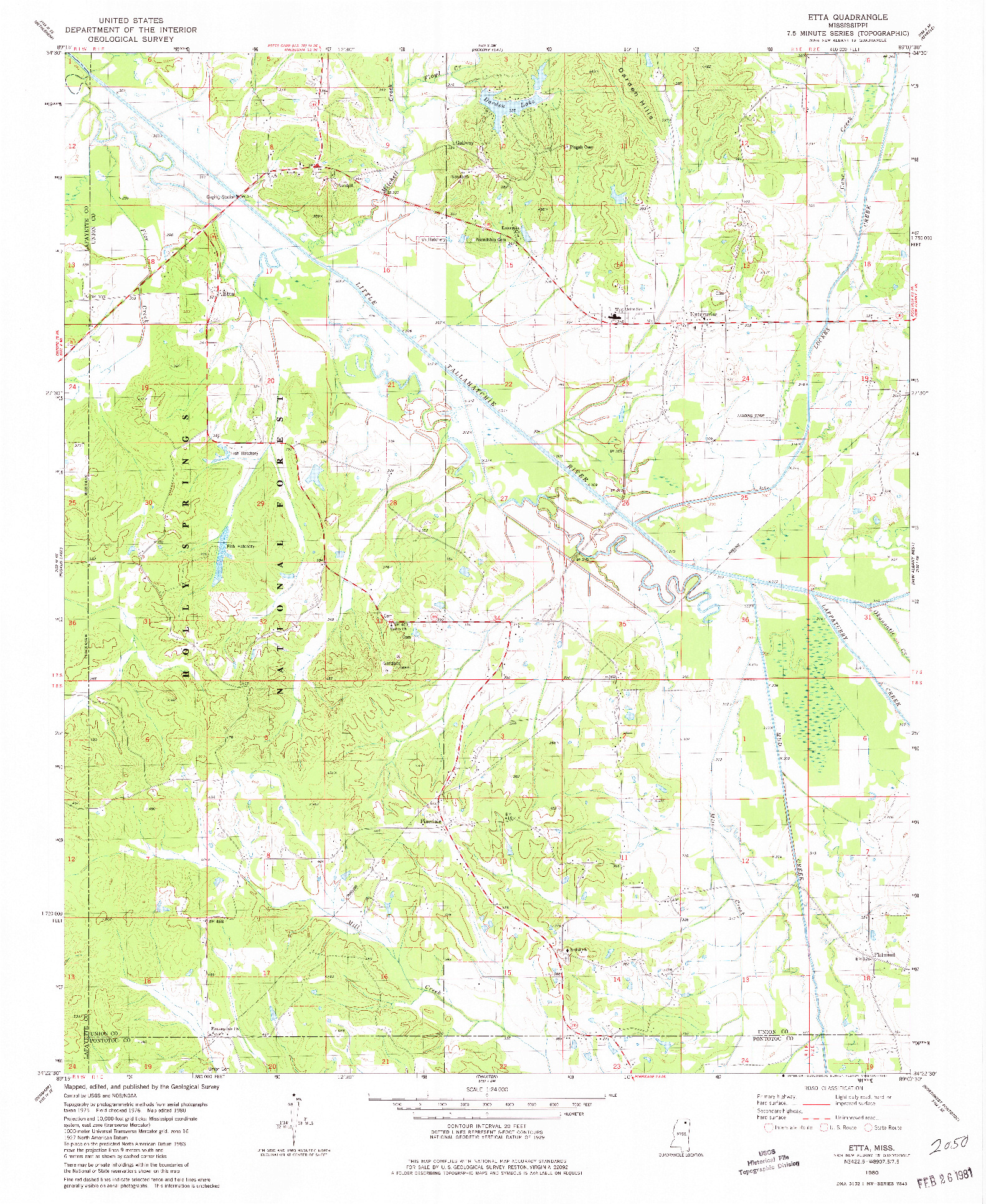 USGS 1:24000-SCALE QUADRANGLE FOR ETTA, MS 1980