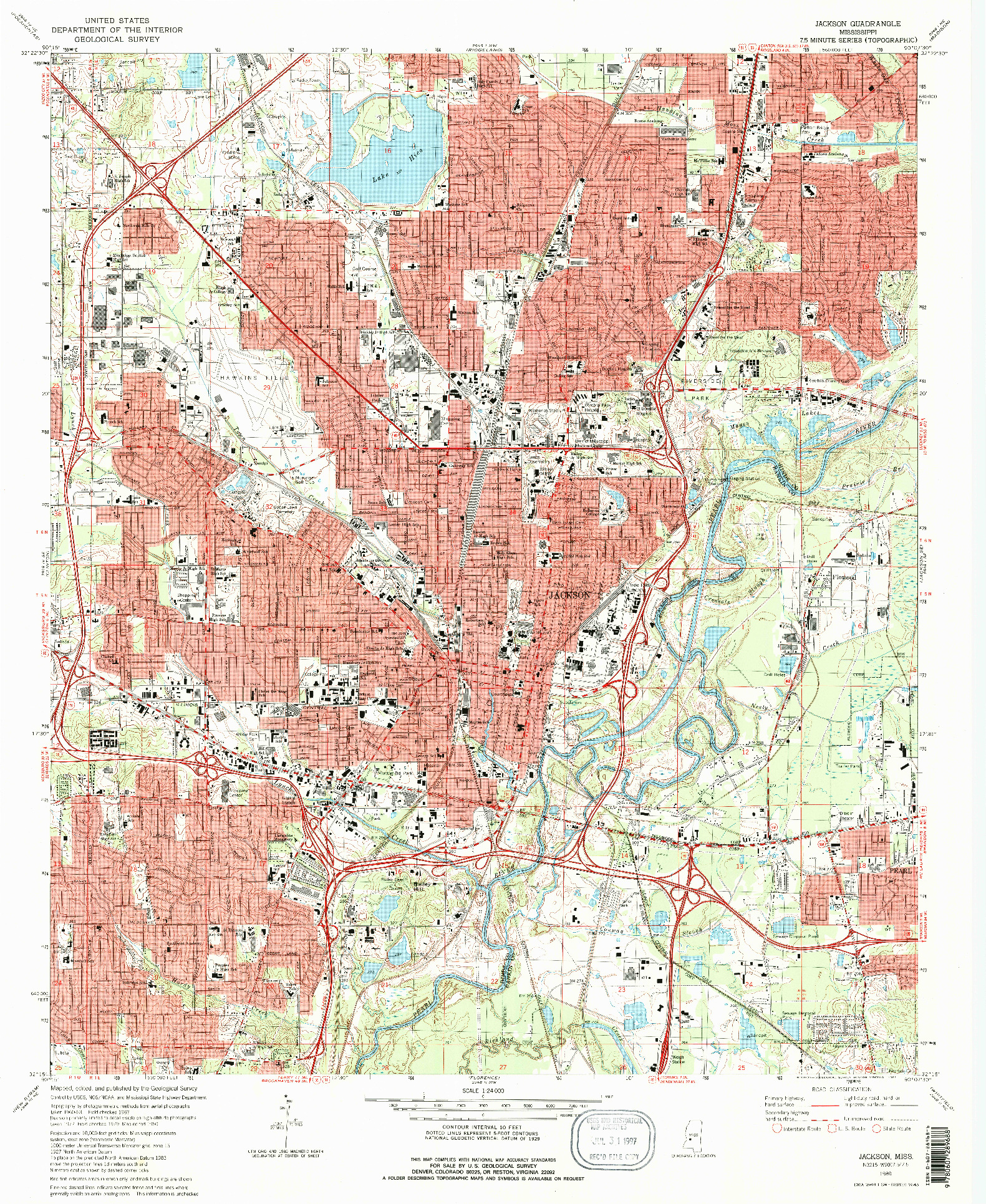 USGS 1:24000-SCALE QUADRANGLE FOR JACKSON, MS 1980