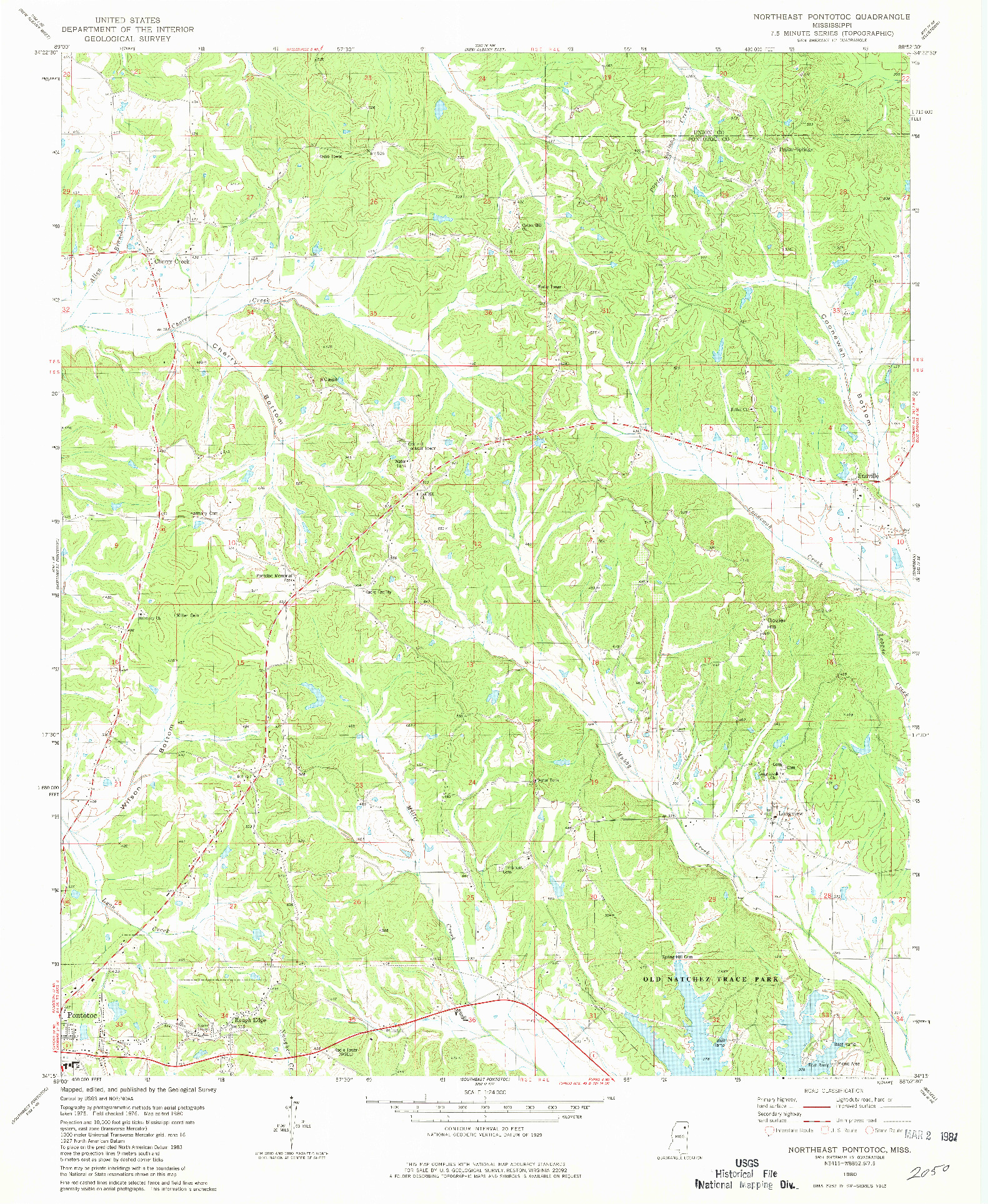 USGS 1:24000-SCALE QUADRANGLE FOR NORTHEAST PONTOTOC, MS 1980