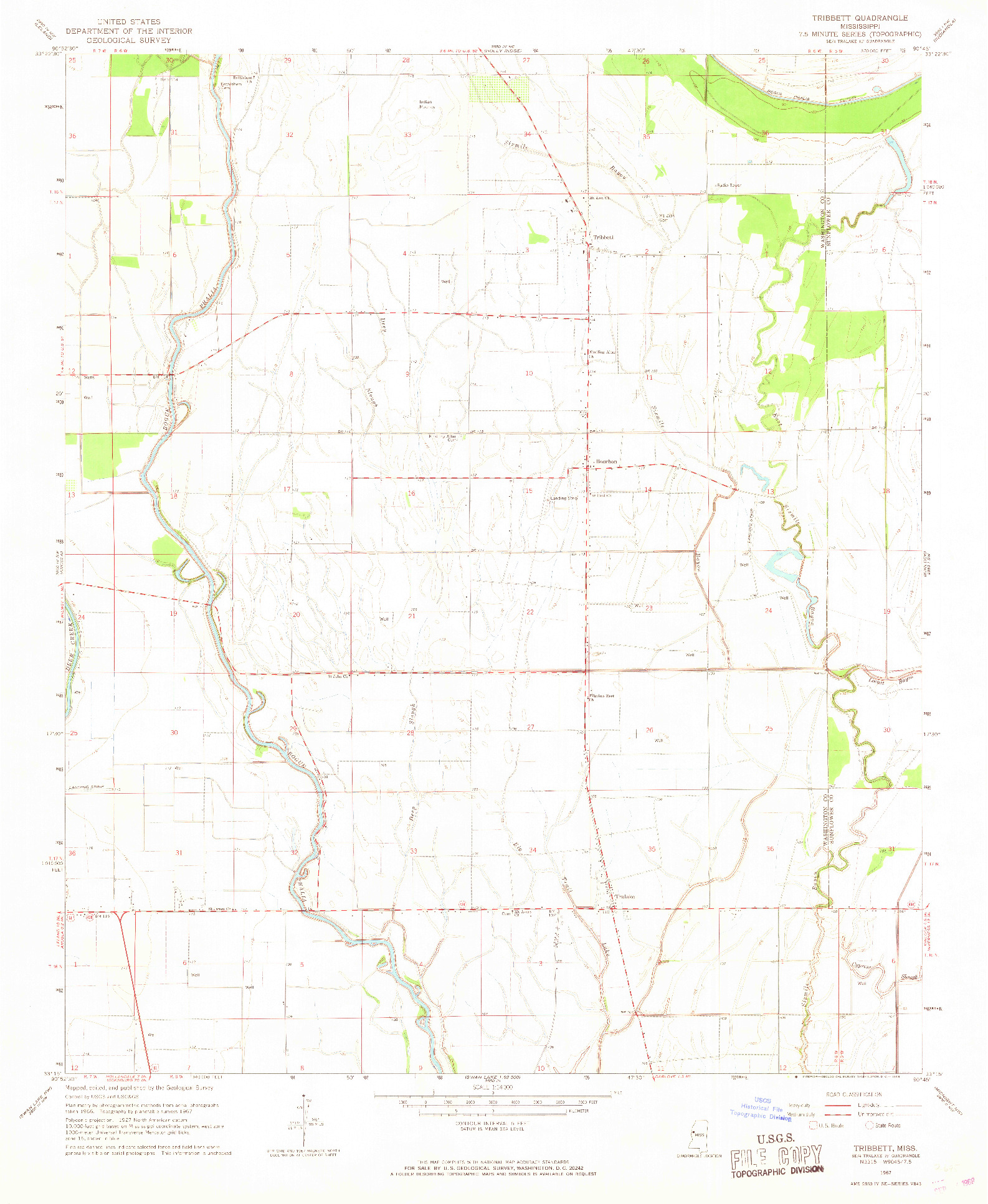 USGS 1:24000-SCALE QUADRANGLE FOR TRIBBETT, MS 1967