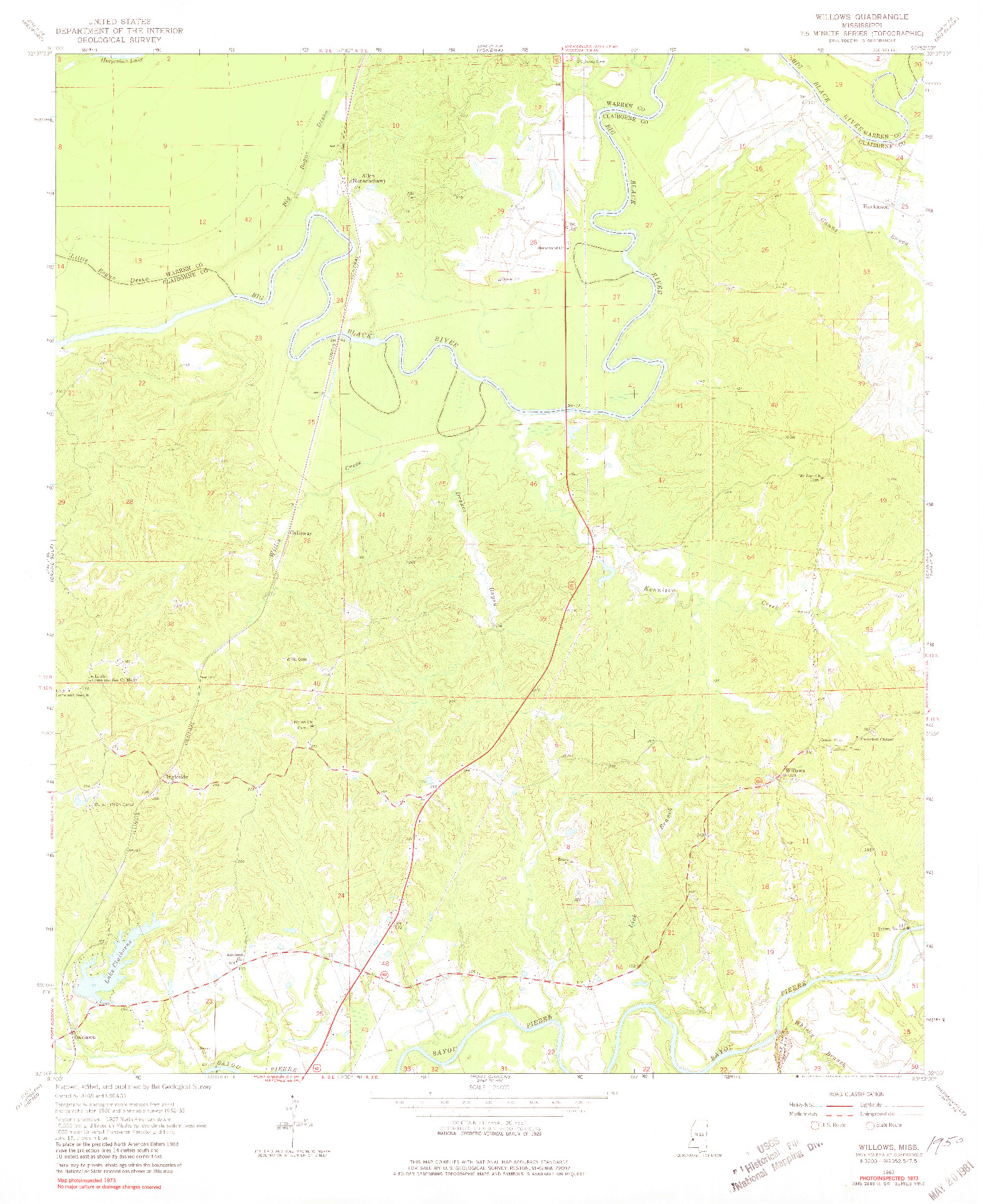 USGS 1:24000-SCALE QUADRANGLE FOR WILLOWS, MS 1963