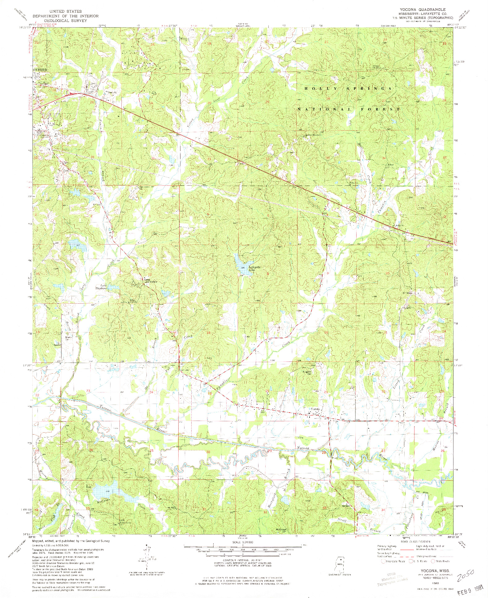 USGS 1:24000-SCALE QUADRANGLE FOR YOCONA, MS 1980